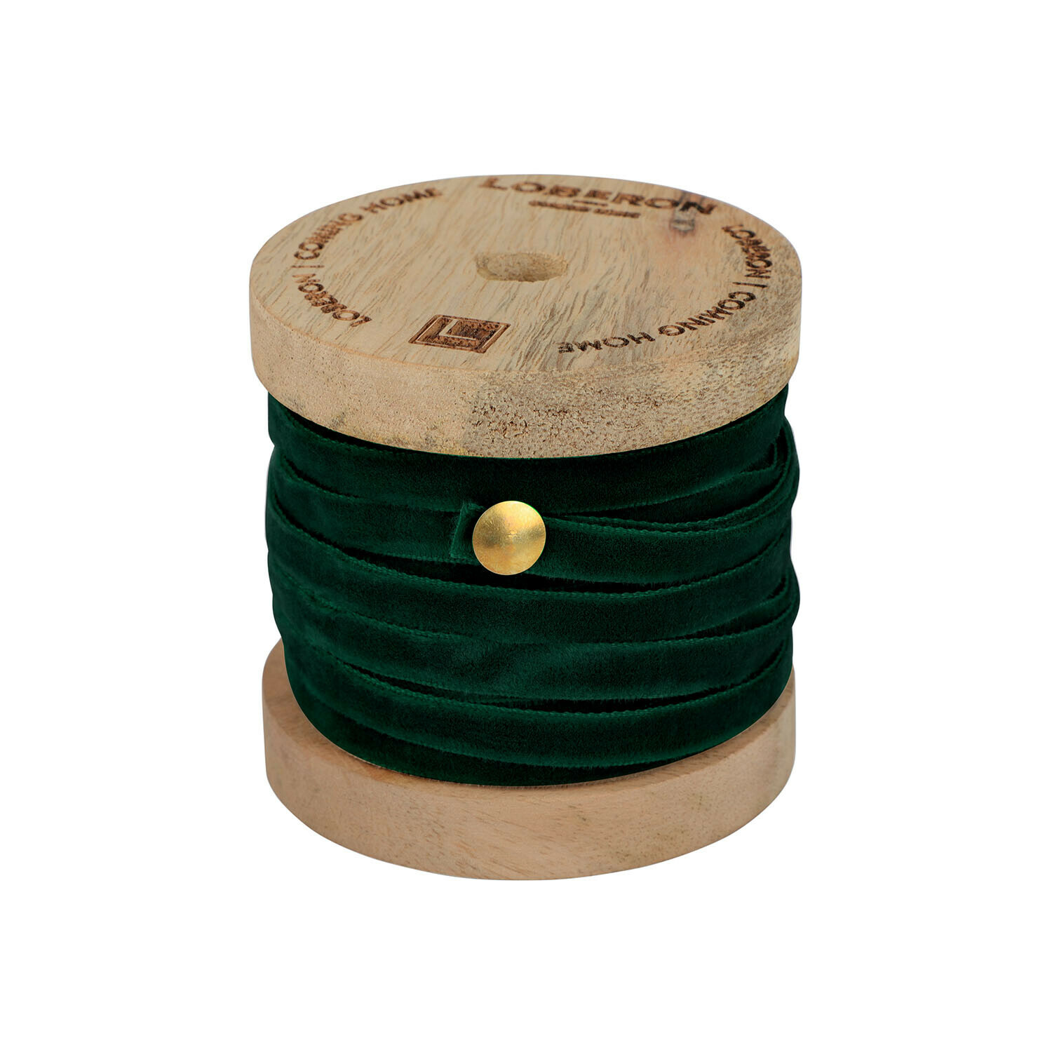 donkergroen Donkergroene Olessa fluwelen lint op houten spoel, decoratief lint voor knutselen en cadeaus