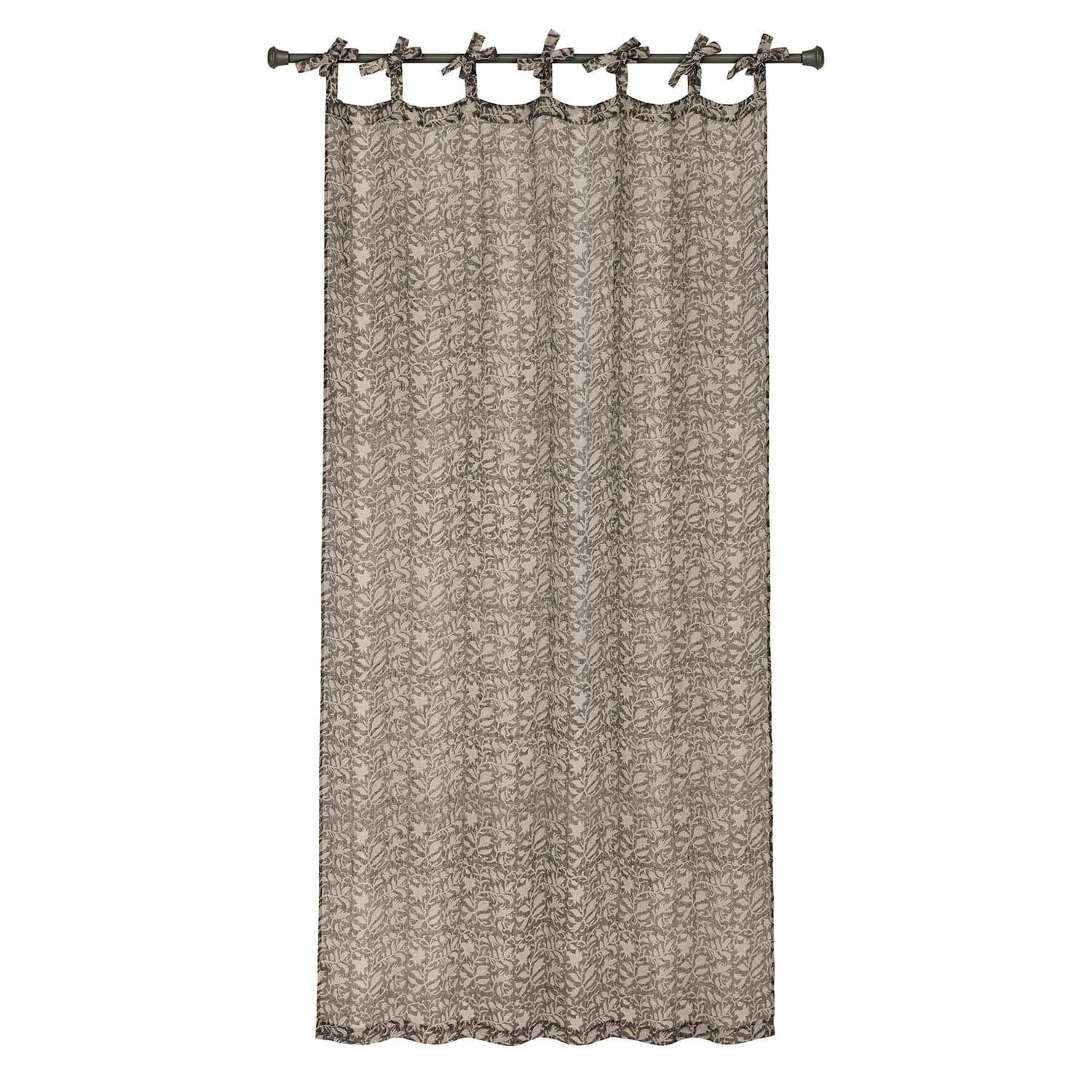 Gordijn Ziradayn Decoratief katoenen gordijn in beige met bruin bladmotief, stijlvolle raamdecoratie voor woonkamer