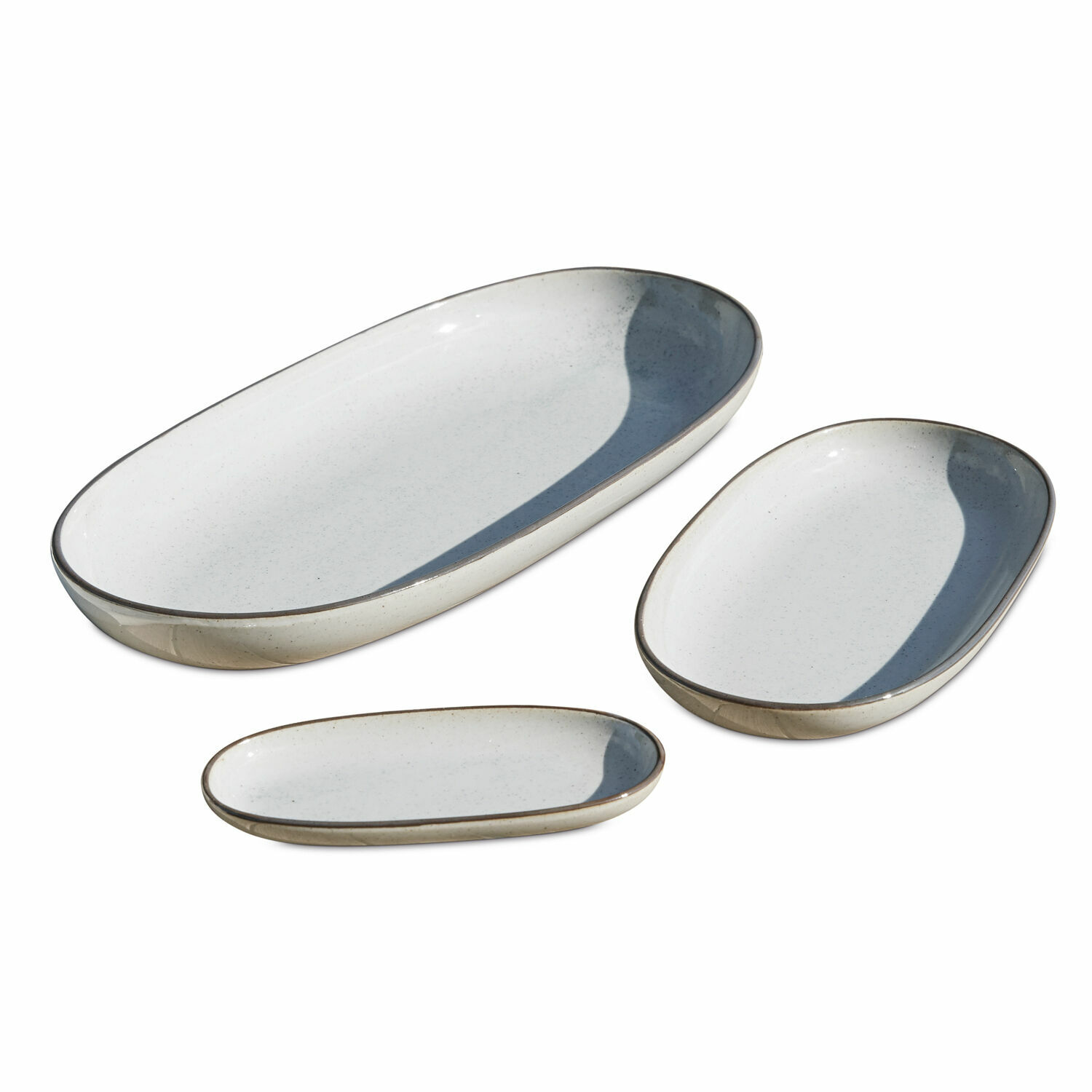 grijs Set van 3 grijze keramische serveerschalen Biarritz met modern design