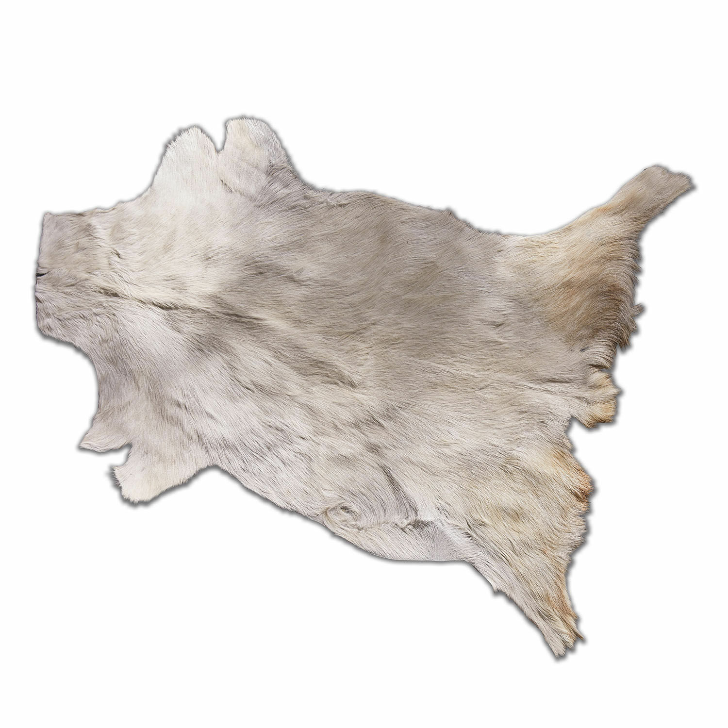 Crèmekleurig geitenharen vloerkleed met natuurlijke textuur, zacht en decoratief voor binnen