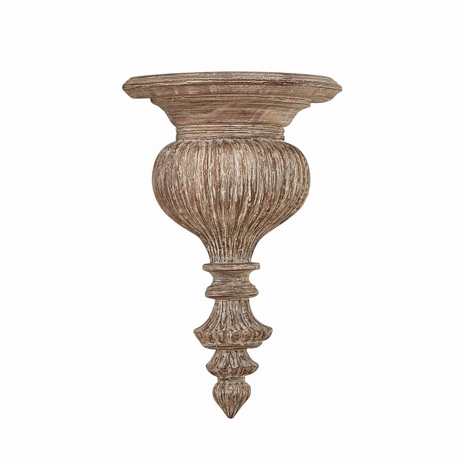 Wandconsole Anderico Decoratieve houten wandconsole in verweerde bruine kleur voor vintage interieur