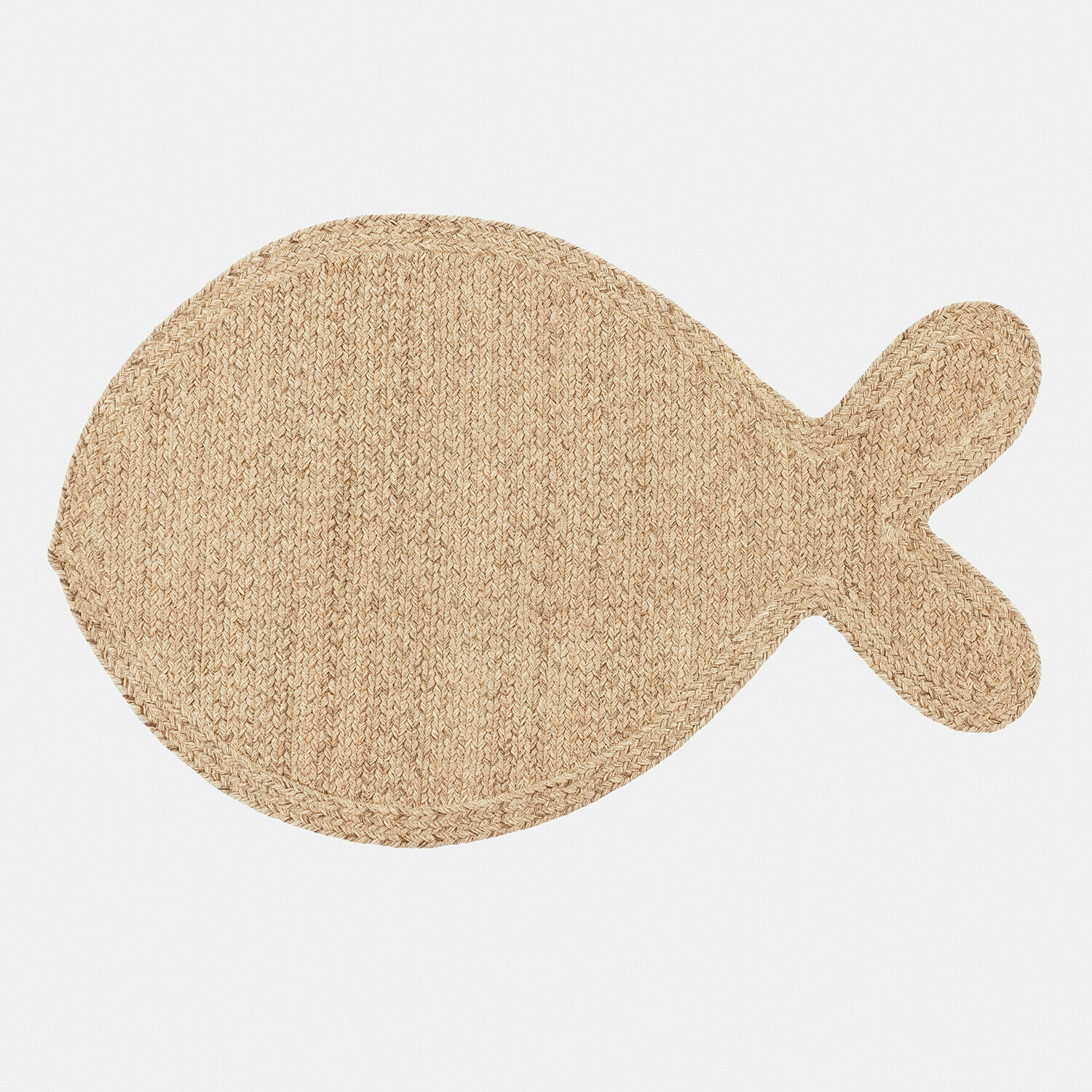 Vloerkleed voor binnen en buiten Oceravia Visvormig vloerkleed van natuurlijke beige jute, duurzame vloerdecoratie voor interieur