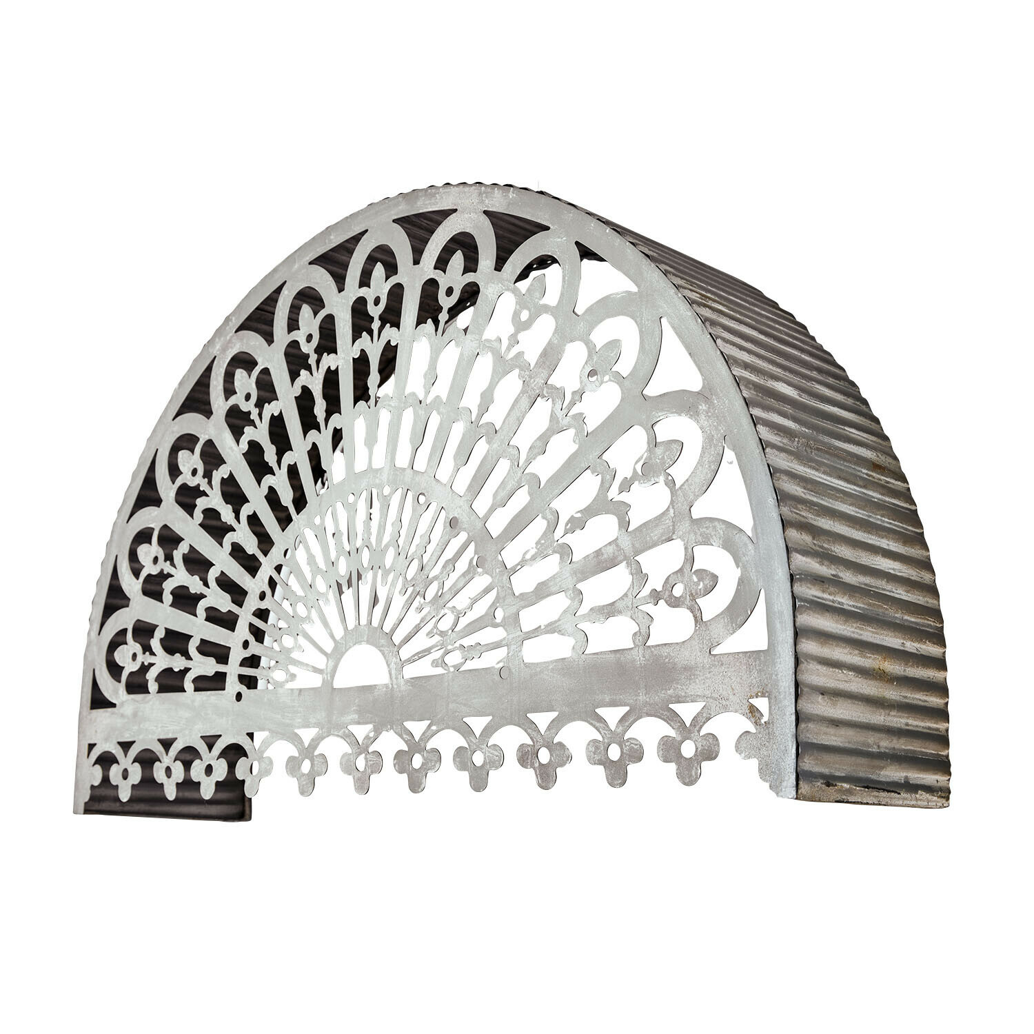 Wandornament Belméran Halfronde metalen wanddecoratie met opengewerkt patroon in grijs, muur- of tuindecoratie