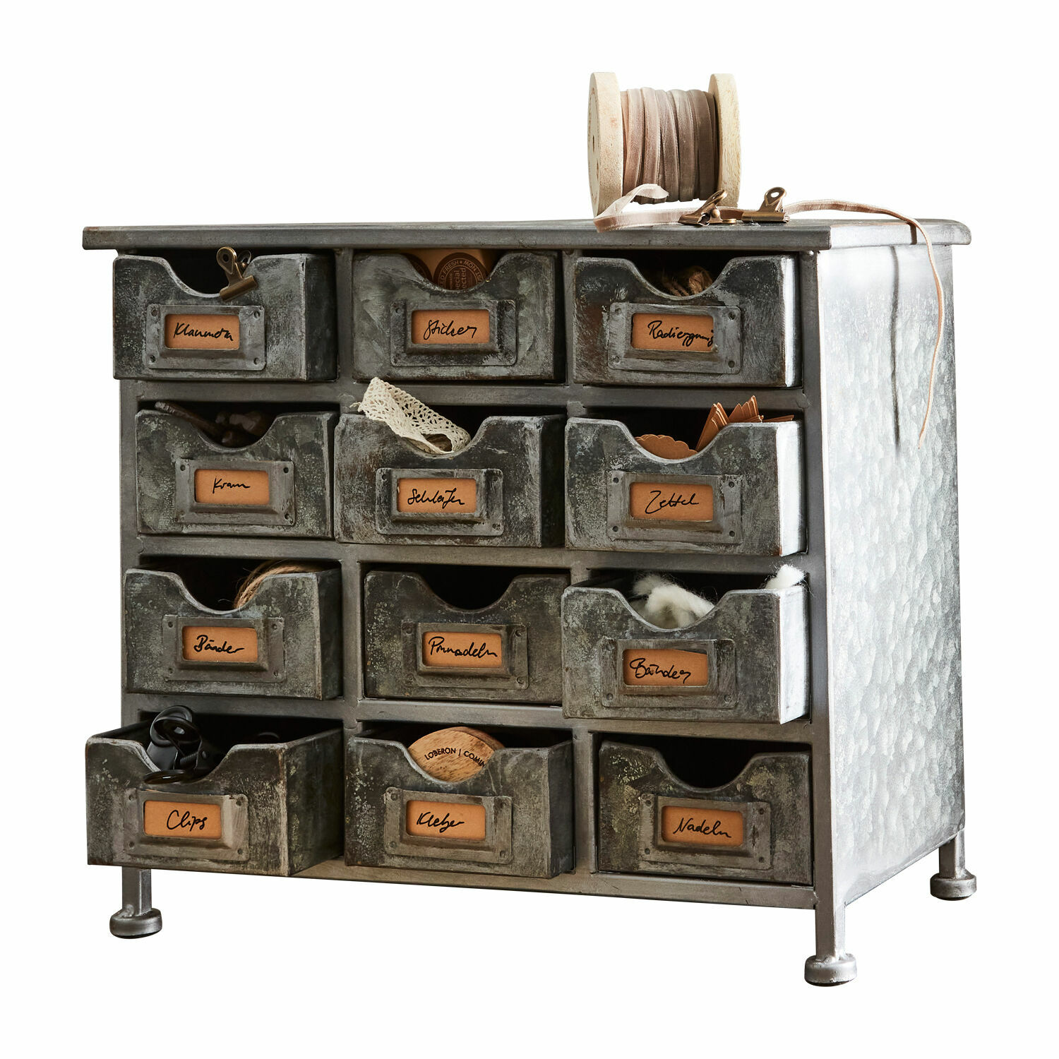 Organizer Serena Vintage metalen kast met 12 laden voor het opbergen van kleine voorwerpen