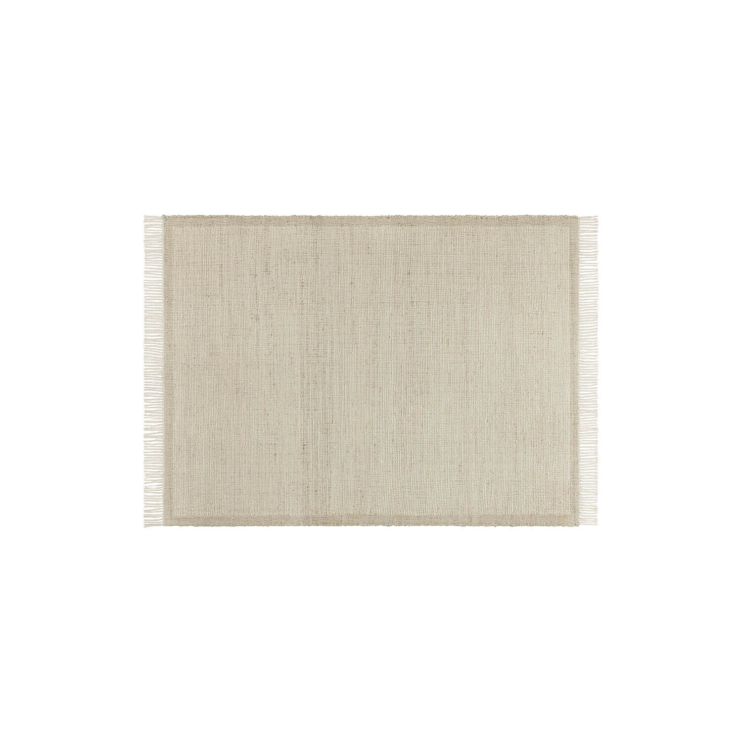 Vloerkleed Placidia Beige rechthoekig vloerkleed van natuurlijk materiaal met franjes, geschikt voor woonkamer of slaapkamer