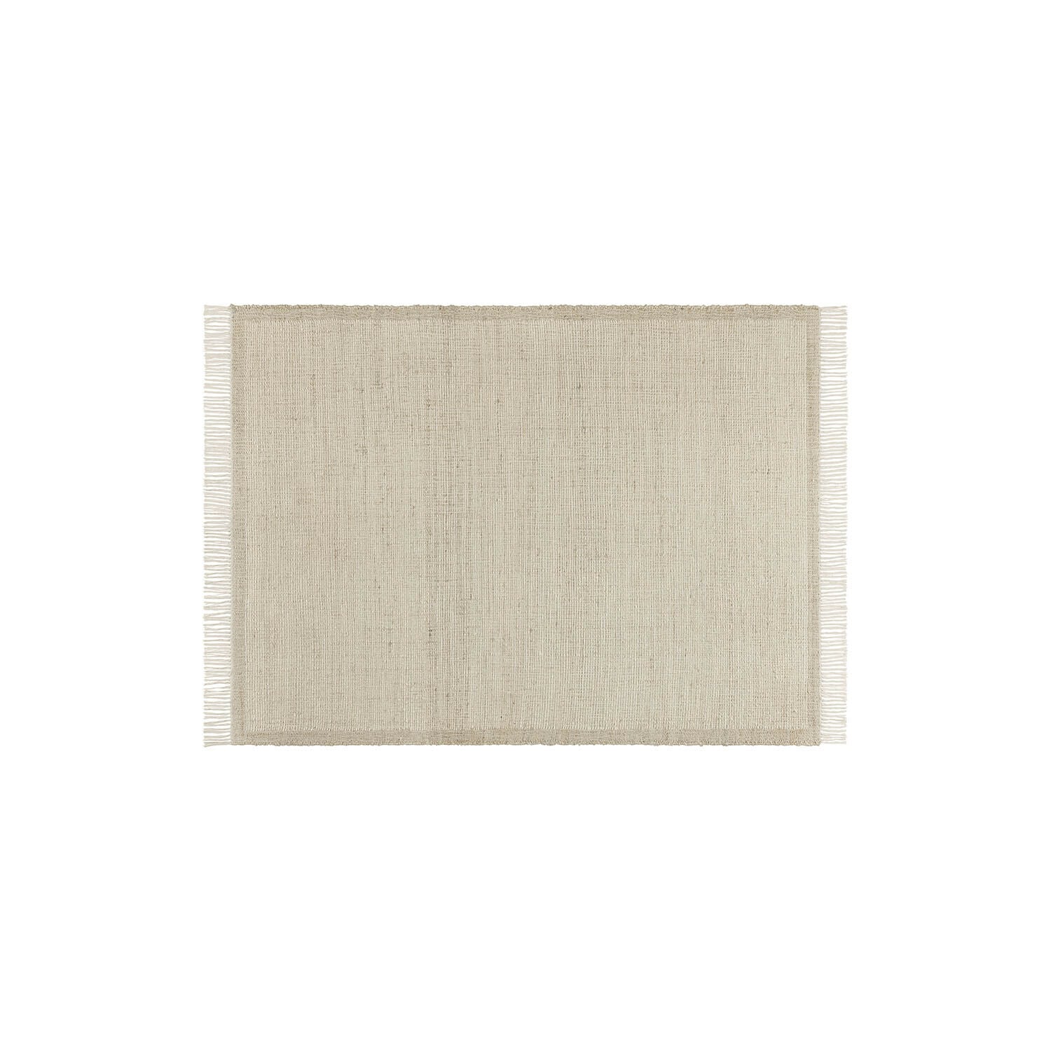 Vloerkleed Placidia Beige rechthoekig vloerkleed van natuurlijk materiaal met franjes, geschikt voor woonkamer of slaapkamer
