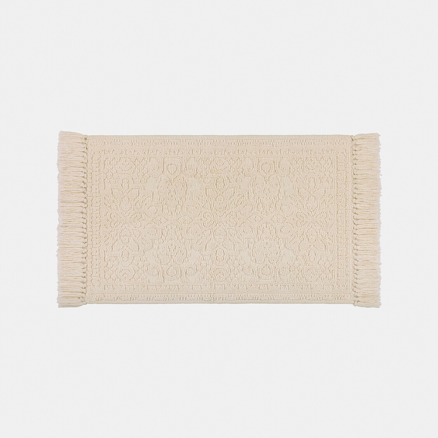 Vase 2er Set Dolcin Beige katoenen vloerkleed met franjes en fijn patroon, zacht en decoratief voor thuis