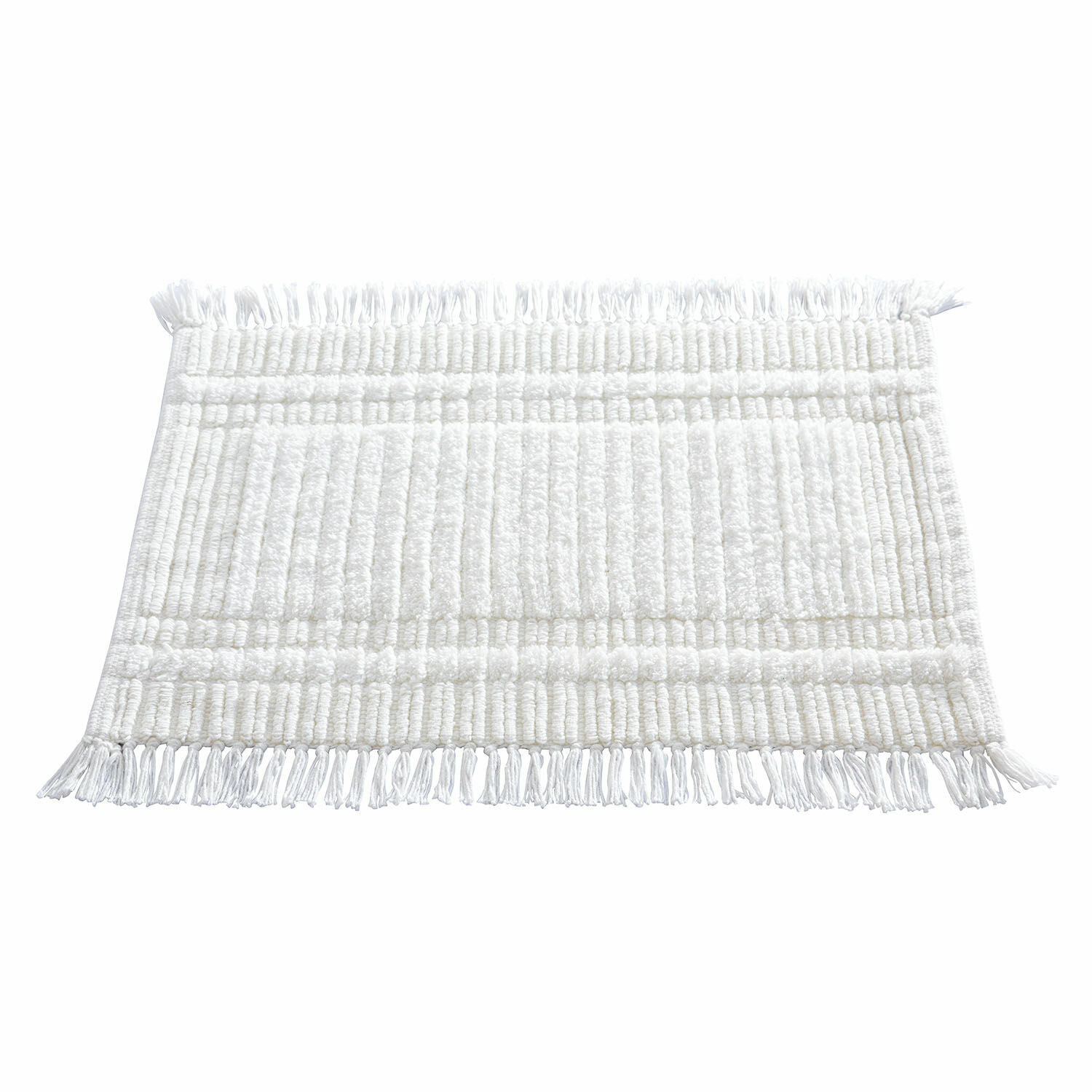 wit Witte badmat Nexilo met franjes, zacht en absorberend, antislip voor badkamer