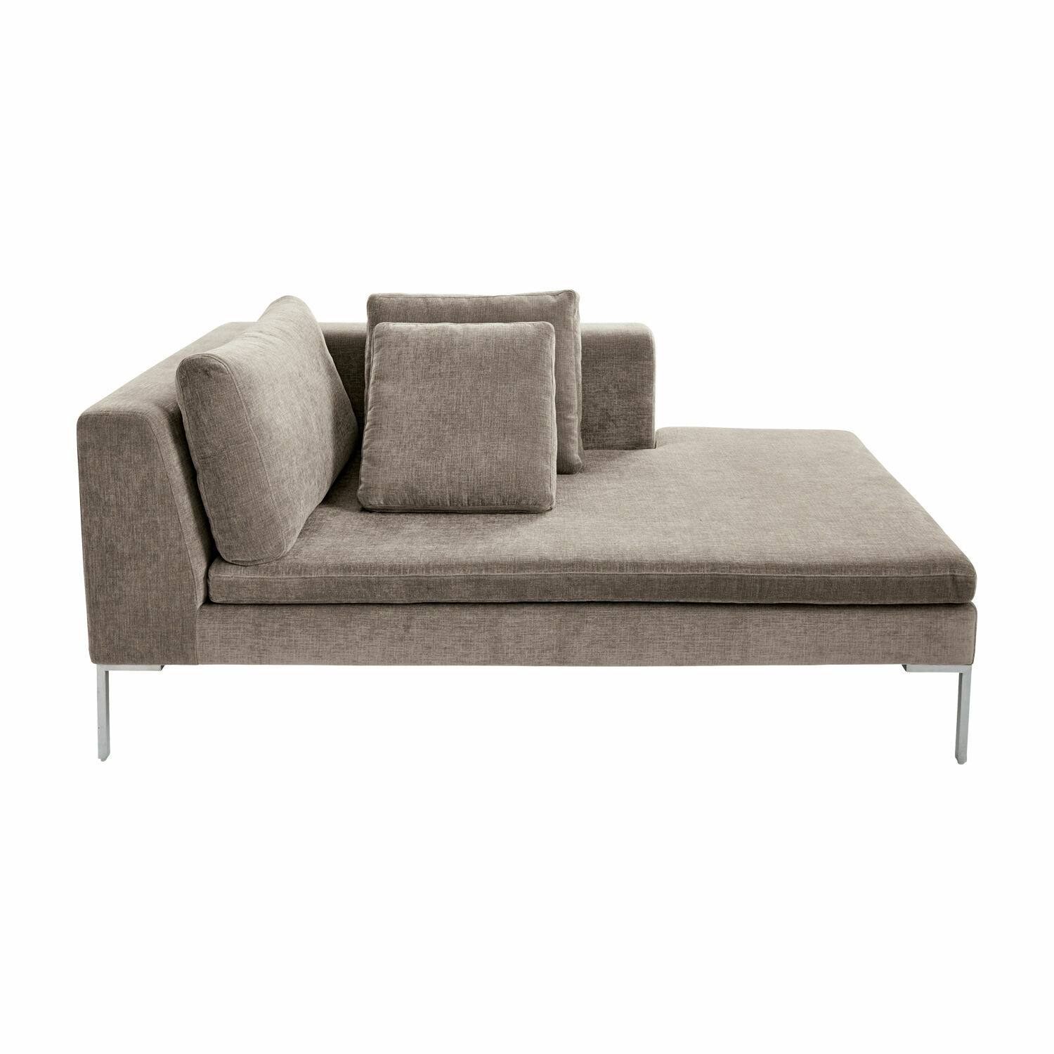 Bruine stoffen chaise longue Risaralda met kussens en metalen poten voor woonkamer