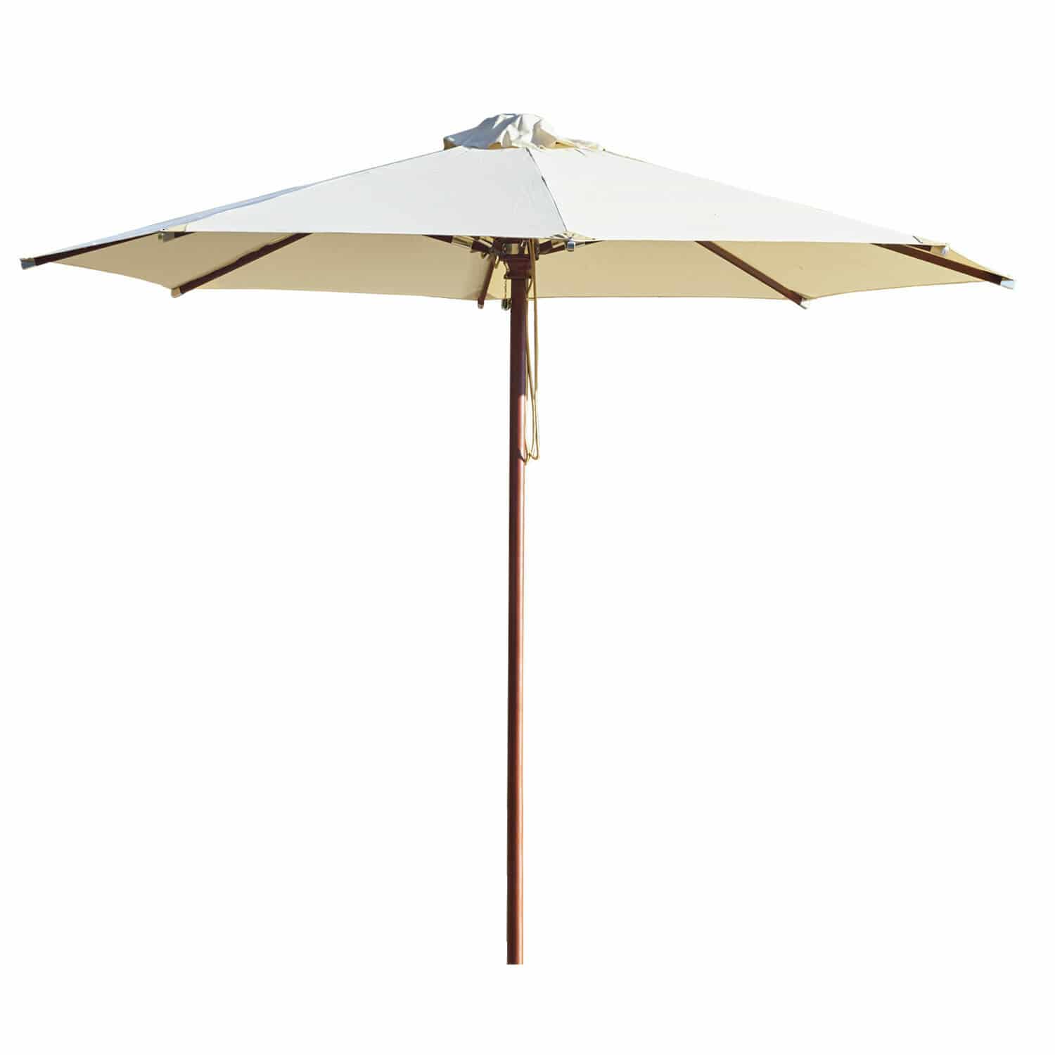 Parasol Brent champagne kleur met houten frame, perfect voor terras en tuin