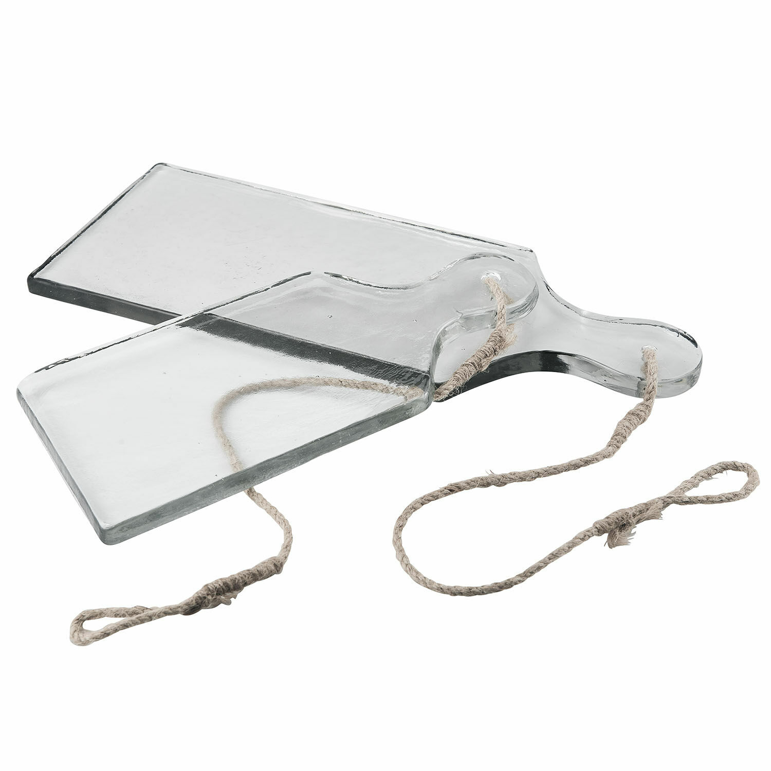 Snijplank set van 2 Arous Transparant glazen snijplank met handvat en ophangkoord, praktisch keukengerei
