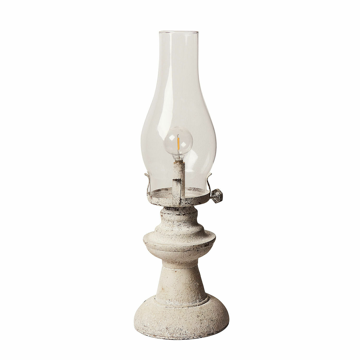 antiekwit Oplaadbare LED-lantaarn Chexbres in antiek wit met steenachtig materiaal, decoratief en functioneel