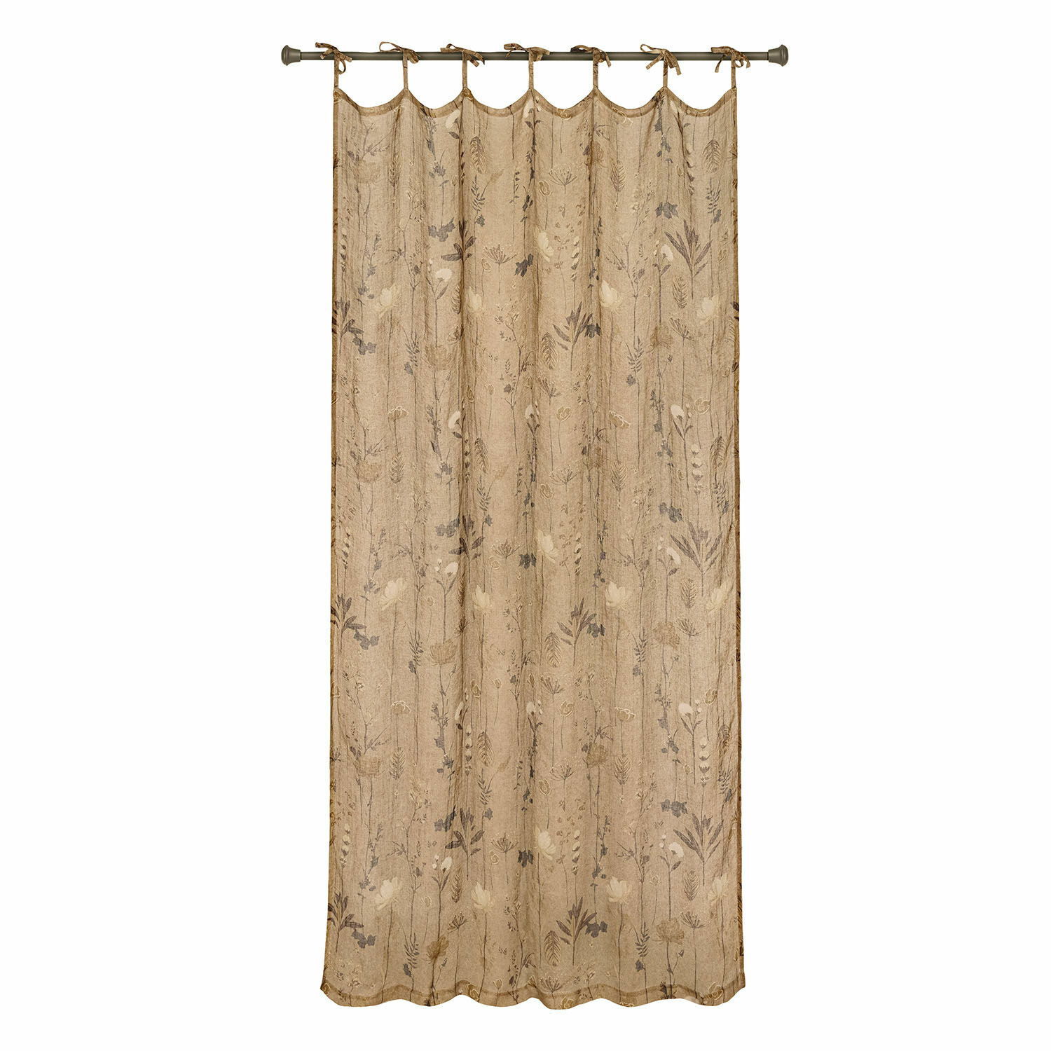 Gordijn Norivelle Beige gordijn met subtiel bloemenpatroon van lichte stof voor raamdecoratie