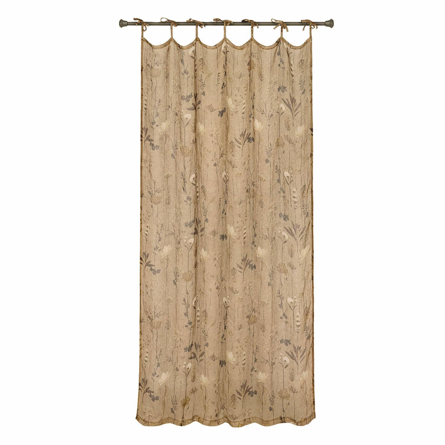 Gordijn Norivelle Beige gordijn met subtiel bloemenpatroon van lichte stof voor raamdecoratie