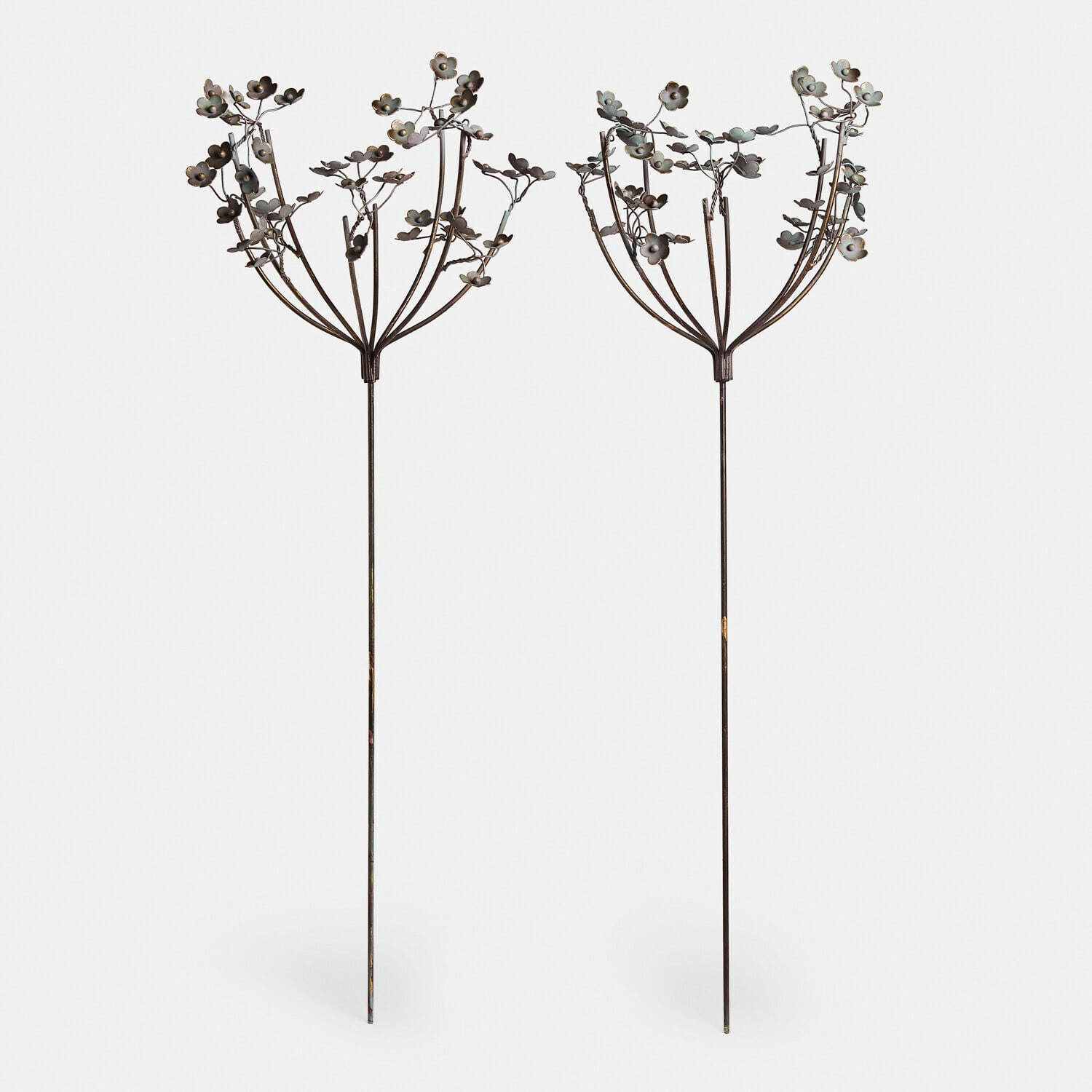Sierbloem set van 2 Basmirah Bruine keramische vaas met decoratieve bloemtakken, rustieke stijl voor interieurdecoratie