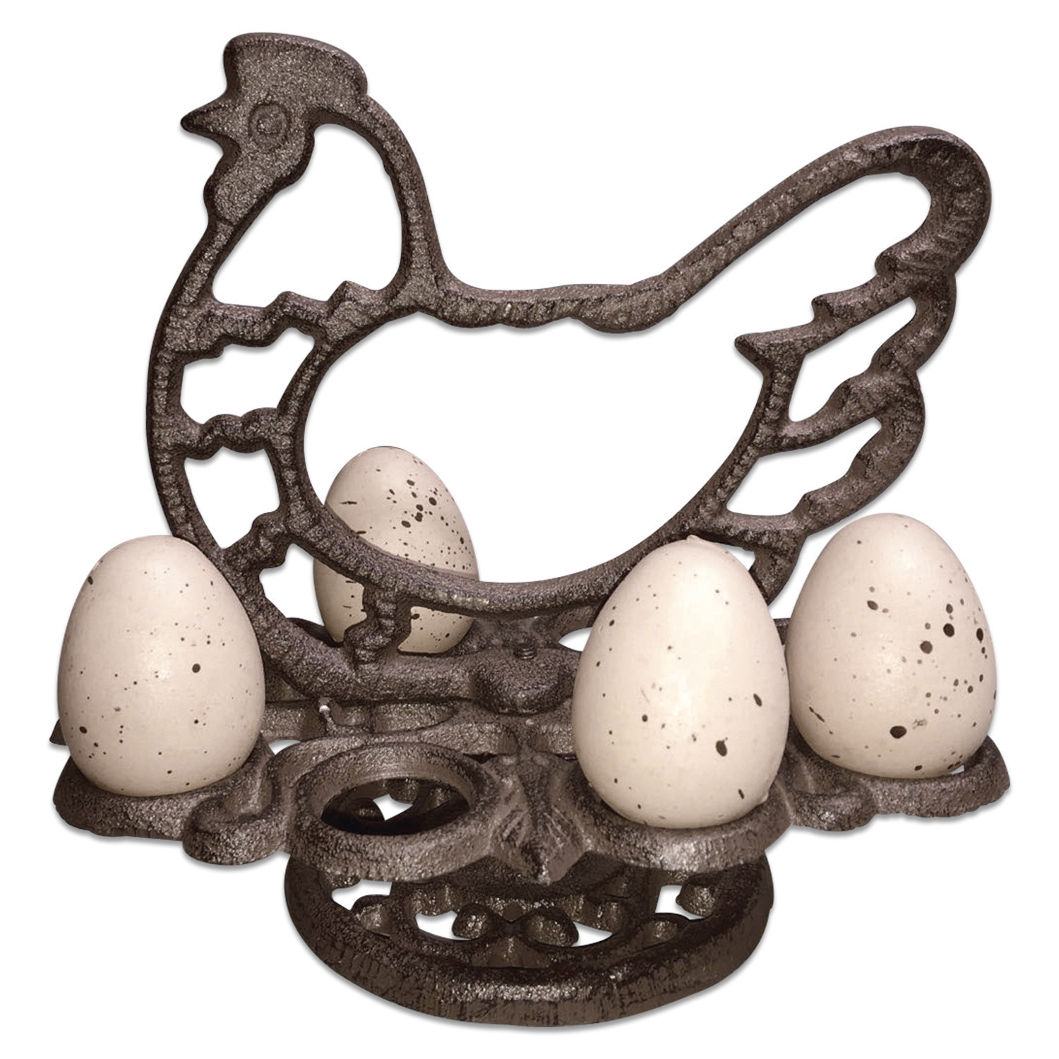 Etagère voor eieren Willa Donkerbruine metalen eierhouder in de vorm van een kip, rustieke paasdecoratie