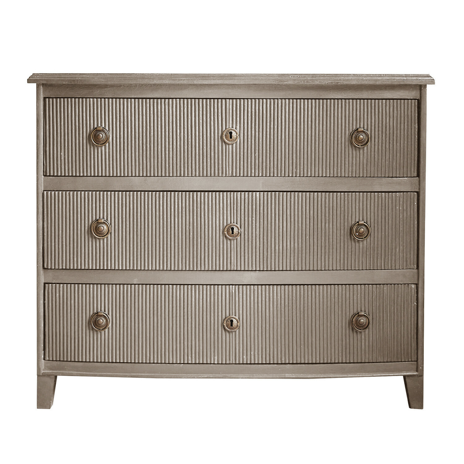 Boissi houten ladekast in antiekbruin met drie laden en metalen handgrepen