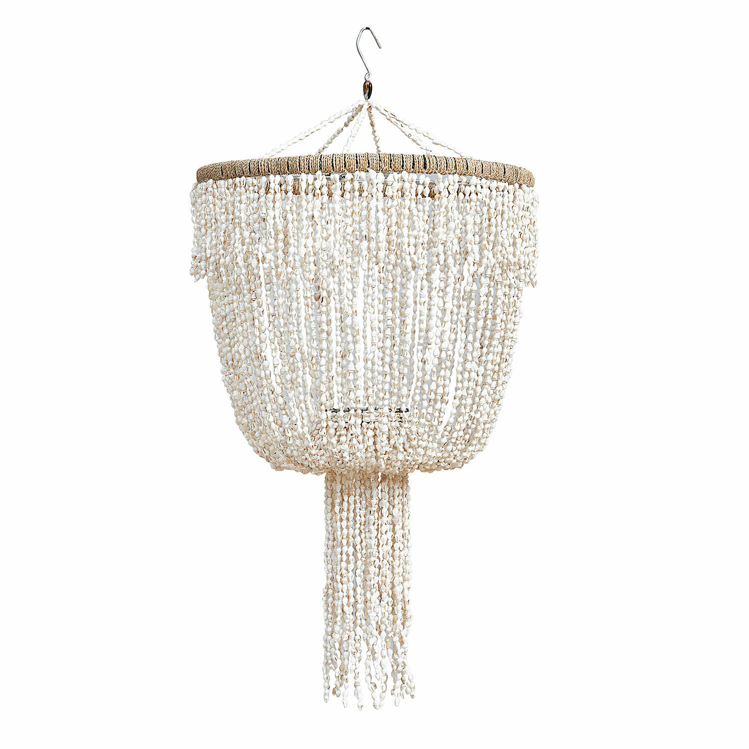 Lampenkap Trétudans Hangende kroonluchter van witte schelpen en natuurlijk touw, boho interieurdecoratie