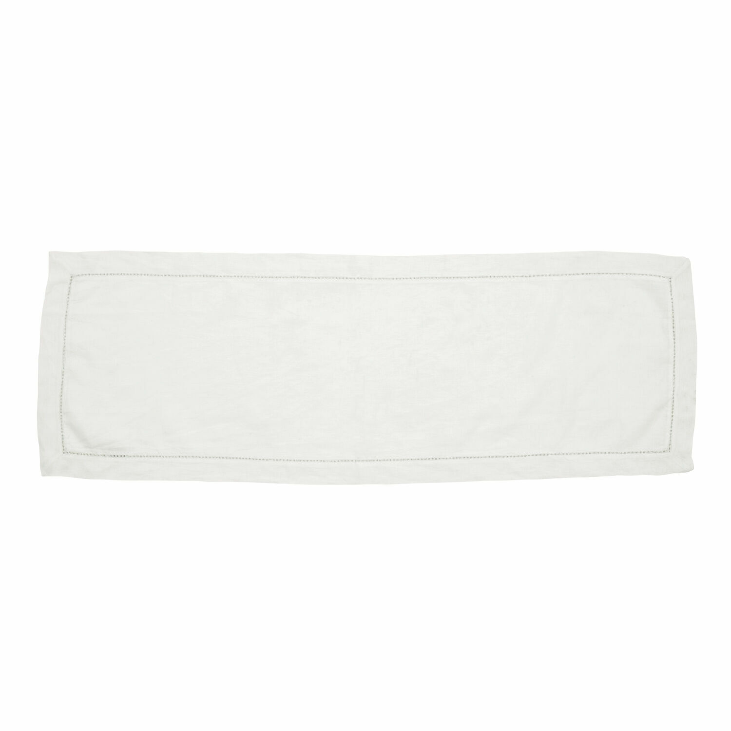Tafelloper Covent Garden Witte linnen tafelloper met fijne rand, elegante tafeldecoratie, huistextiel