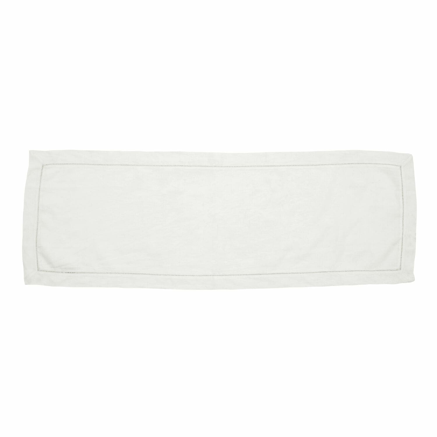 Tafelloper Covent Garden Witte linnen tafelloper met fijne rand, elegante tafeldecoratie, huistextiel