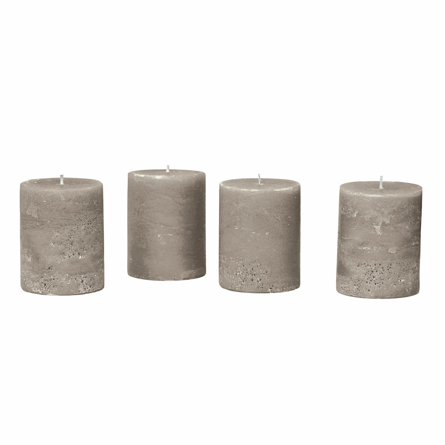 Kaars set van 4 Virrans Set van vier grijze kaarsen met natuurlijke textuur voor interieurdecoratie