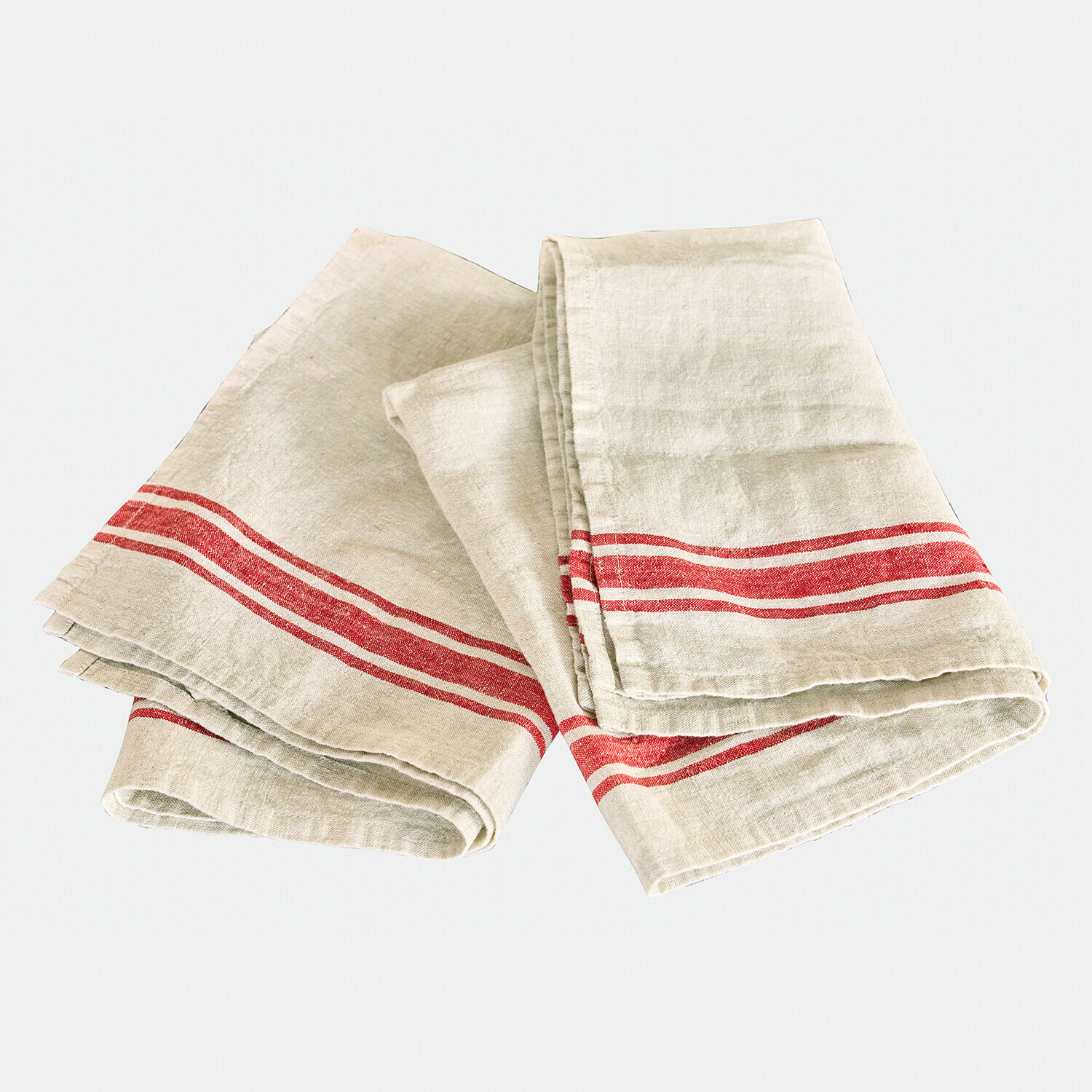 Linnen keukendoeken in natuurlijke kleur met rode strepen, duurzaam en praktisch