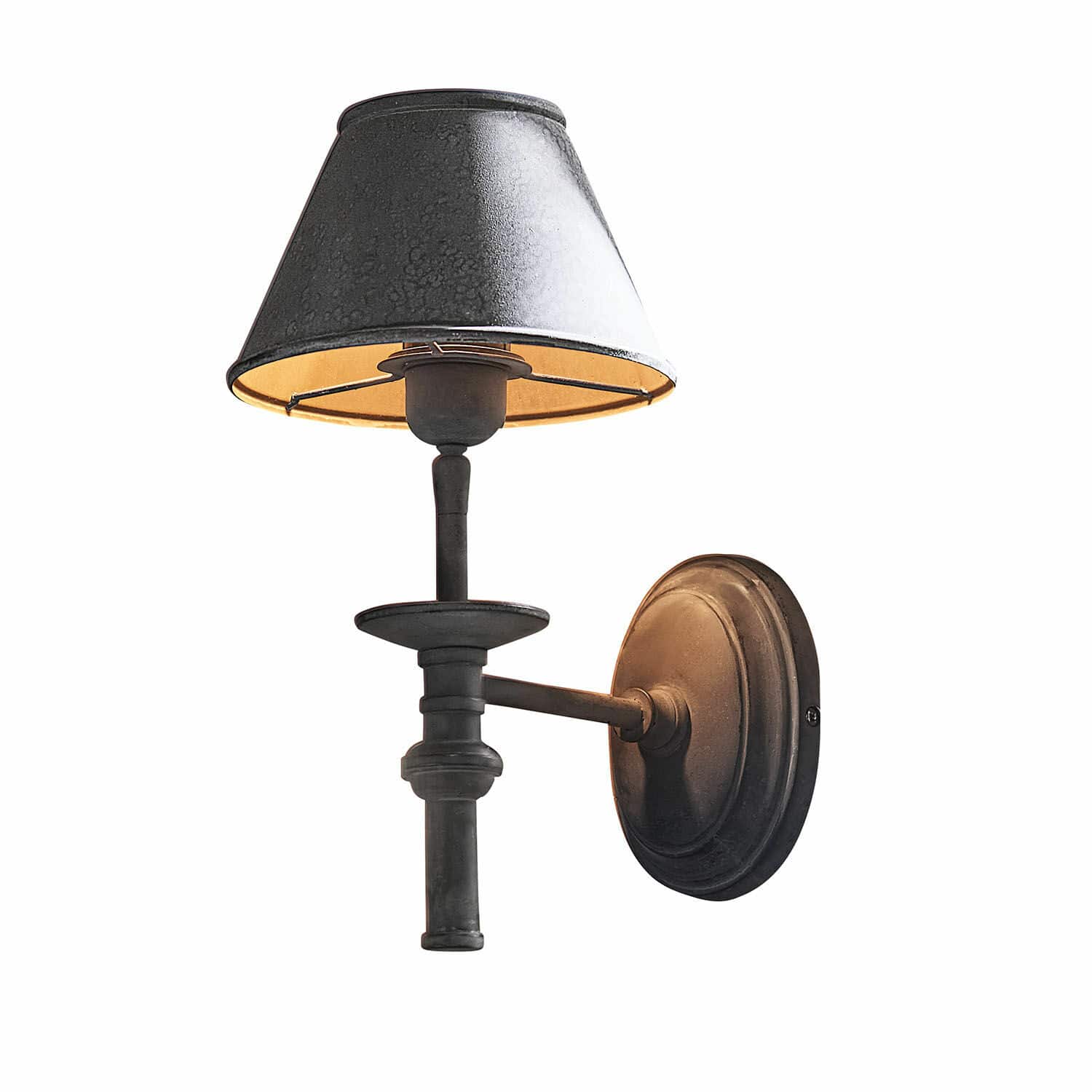 Wandlamp Harolisse Zwarte metalen wandlamp met vintage kap voor stijlvolle binnenverlichting