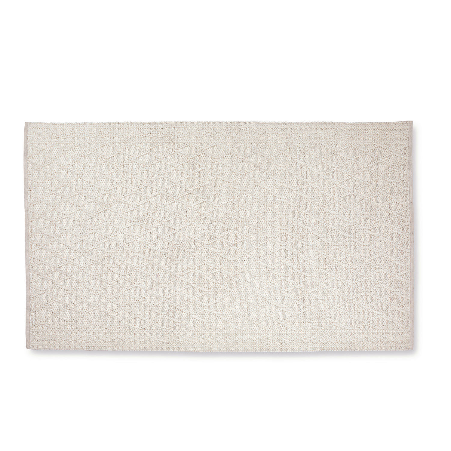 Crèmekleurig Poloma vloerkleed van zacht materiaal met subtiel geometrisch patroon voor woonkamer