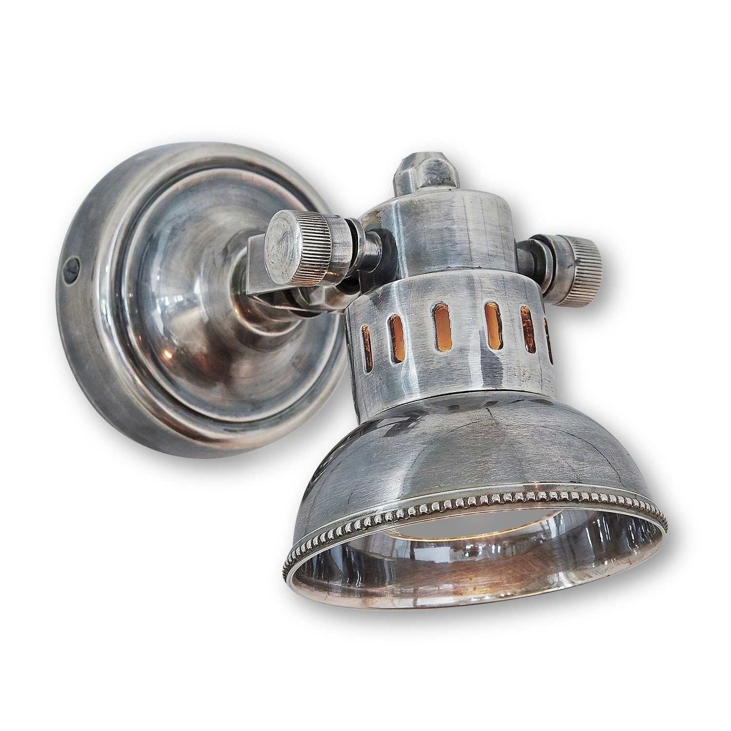 Wandlamp Rachelle Zilverkleurige metalen wandlamp met verstelbare kap, stijlvolle binnenverlichting