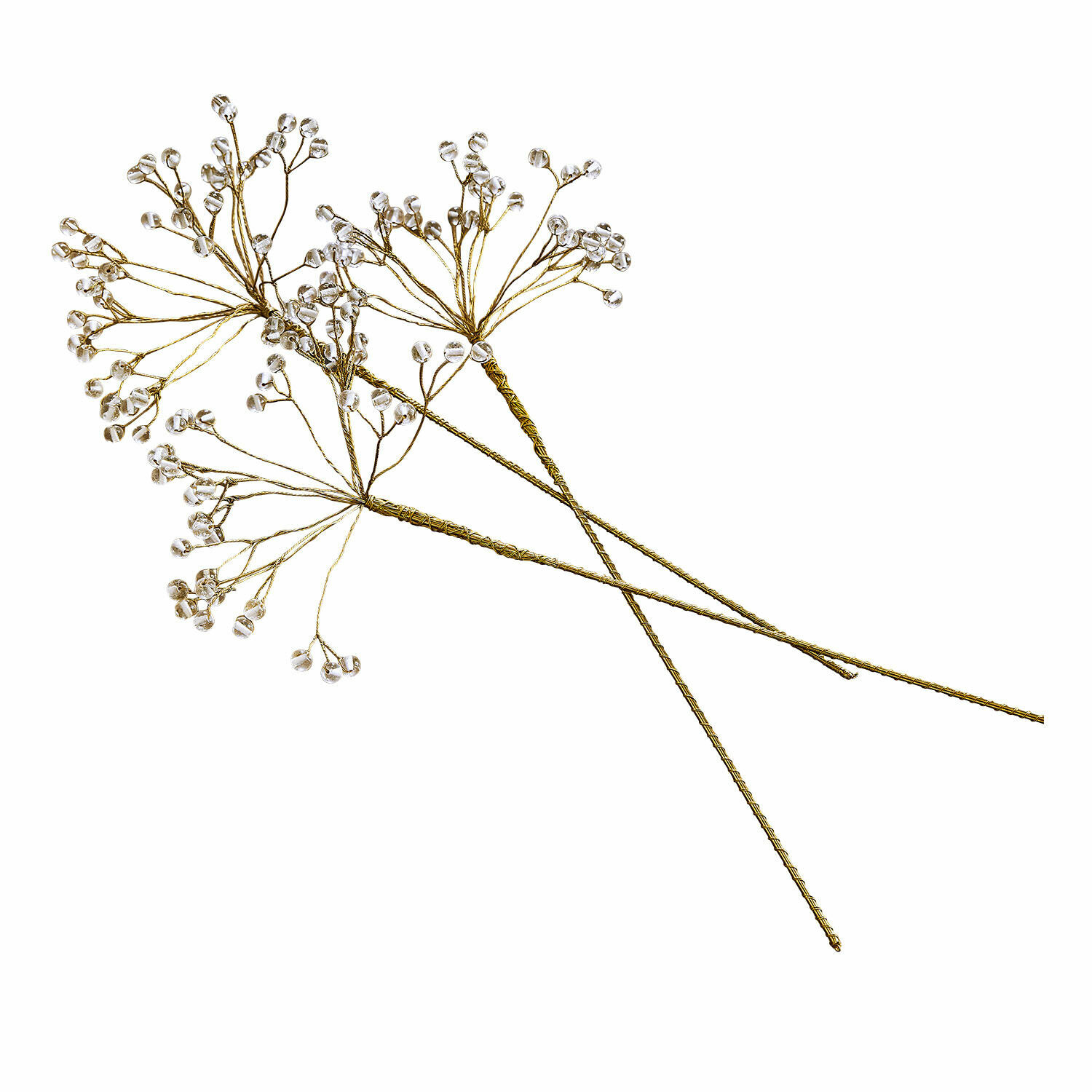 Steker set van 3 Nimweth Gouden decoratieve takken met transparante kristallen, stijlvolle woon- en feestdecoratie