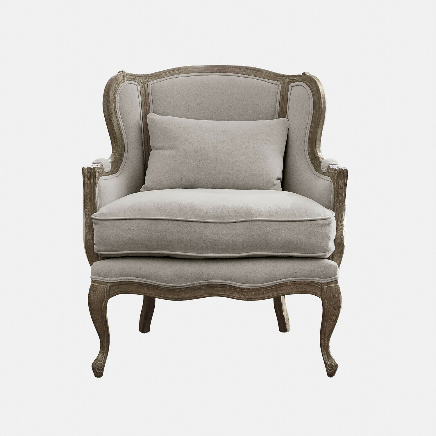 Kingswinford fauteuil met grijze bekleding en houten frame in vintage stijl voor woonkamer