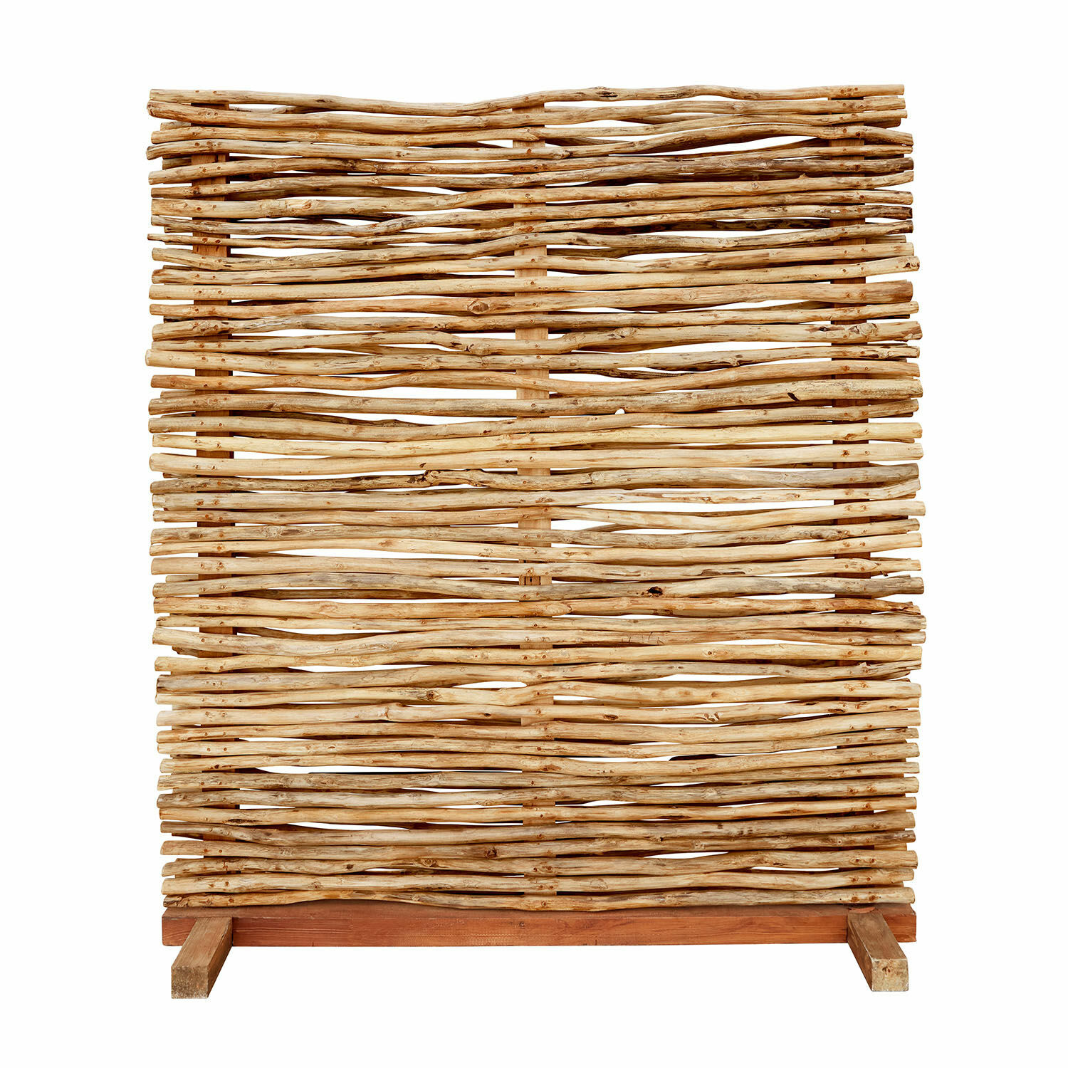 Paravent Cantebonne van natuurlijk bruin hout, decoratieve scheidingswand voor binnen en buiten