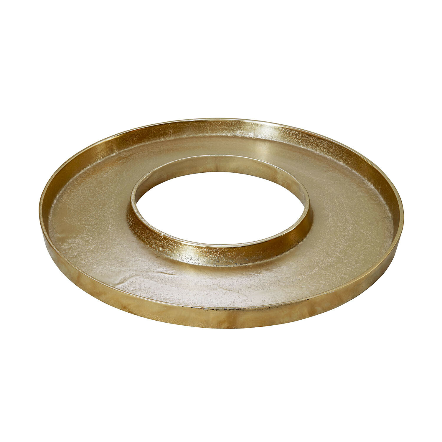 Kaarsenplateau Velarosas Ronde gouden metalen decoratieve schaal met centrale opening, stijlvolle woonaccessoire