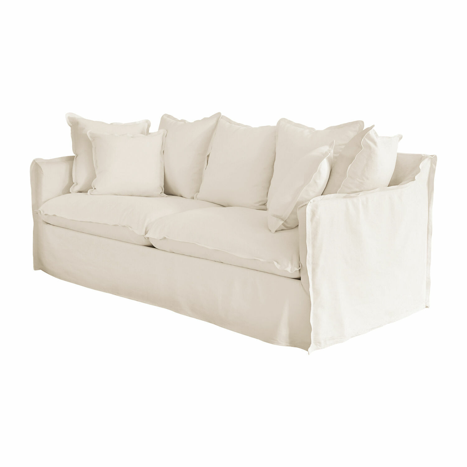 Bank Tienen Beige katoenen bank met zachte kussens voor een comfortabele en stijlvolle woonkamer