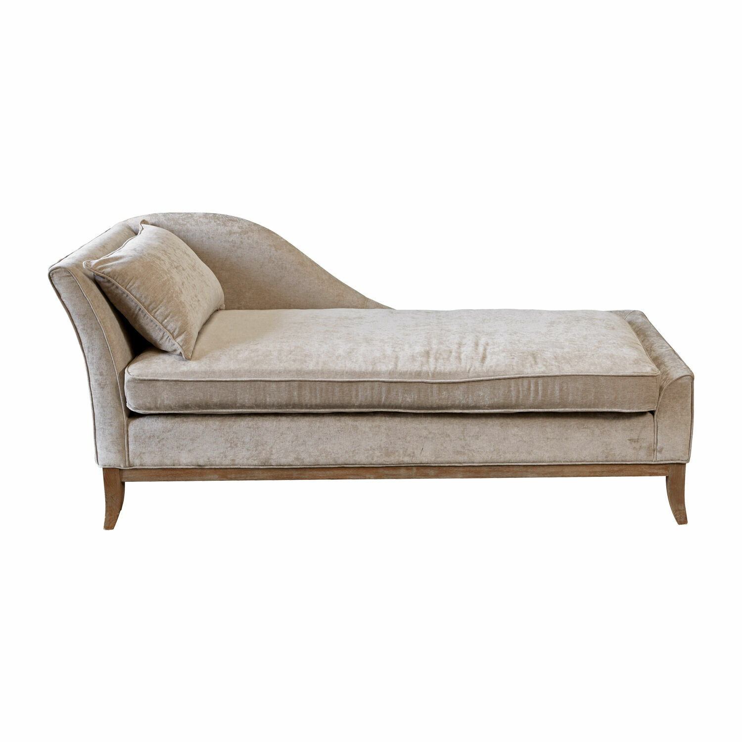 grijs Grijze Alphonse chaise longue van zachte stof met houten onderstel voor comfort