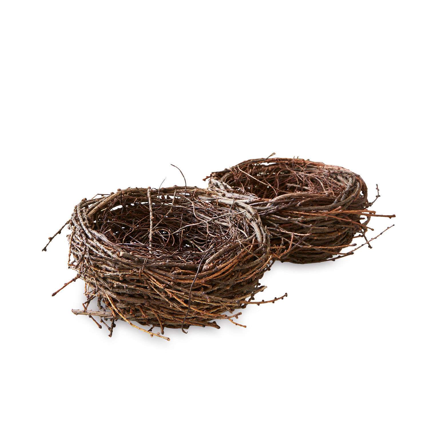 Siernest set van 2 Libers Decoratieve nesten van natuurlijke bruine takjes voor interieur- en tuindecoratie
