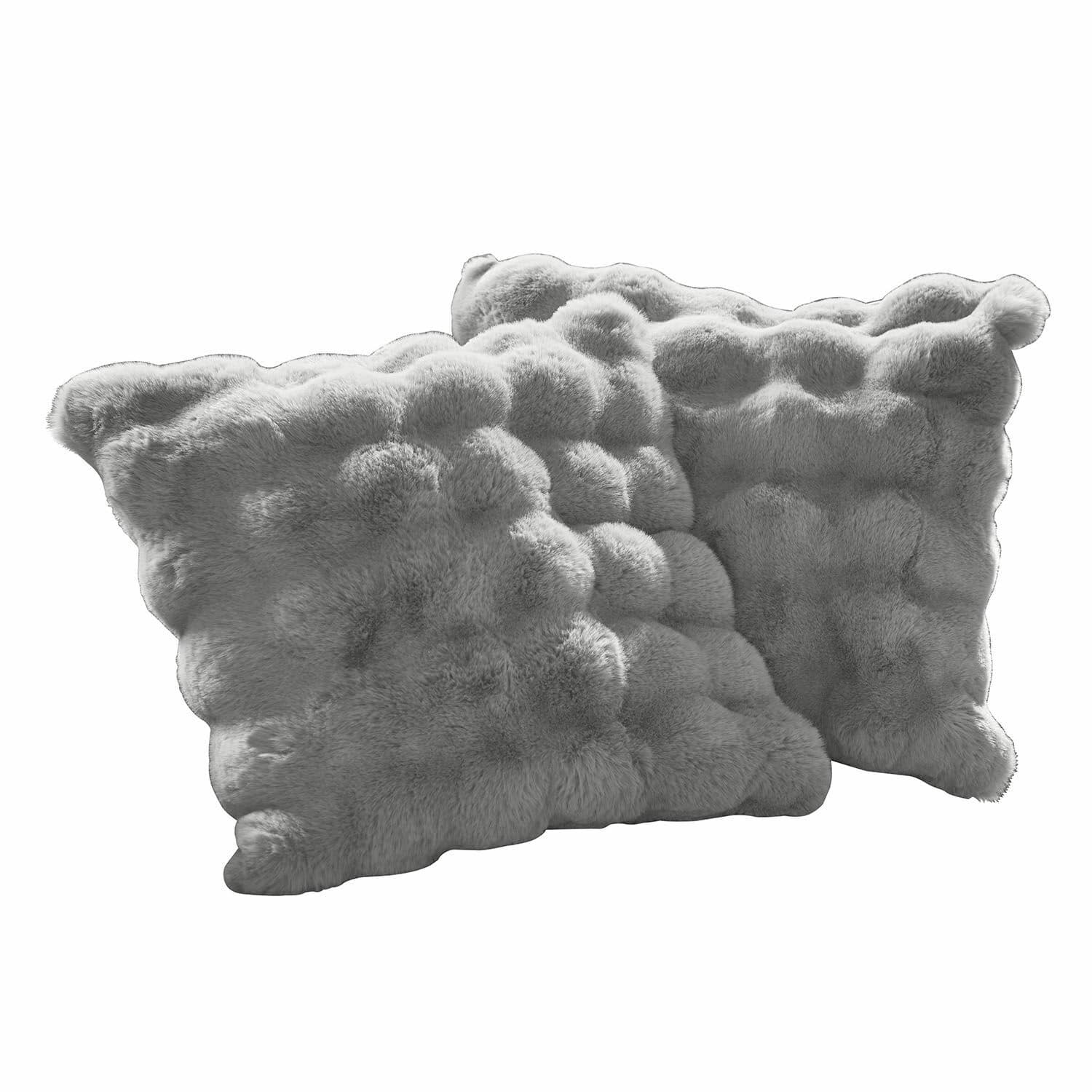 Set van 2 grijze Zalina kussenhoezen van zacht imitatiebont, decoratieve woonkussens