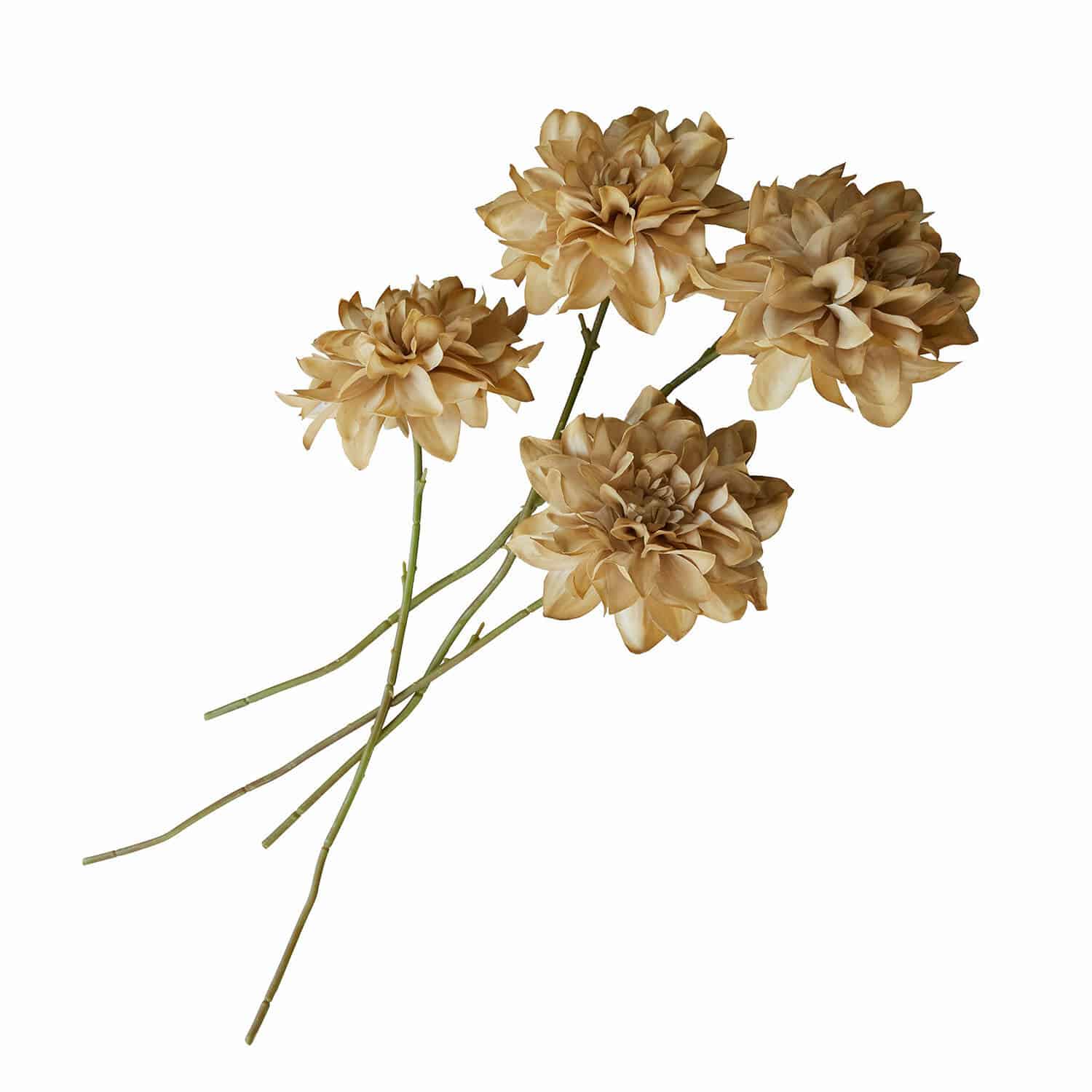 Sierbloem set van 4 Cappellina Decoratieve kunstbloemen in beige met groene stelen voor stijlvolle interieurdecoratie