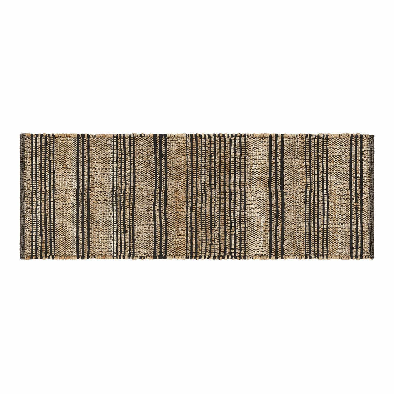 Loper Lantenot Jute vloerkleed in beige met zwarte strepen, natuurlijk materiaal, woondecoratie