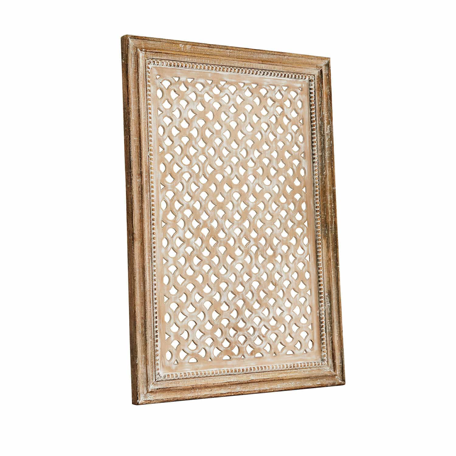 Wanddecoratie Miette Decoratieve houten lijst met opengewerkt patroon in natuurlijke kleur voor vintage interieur