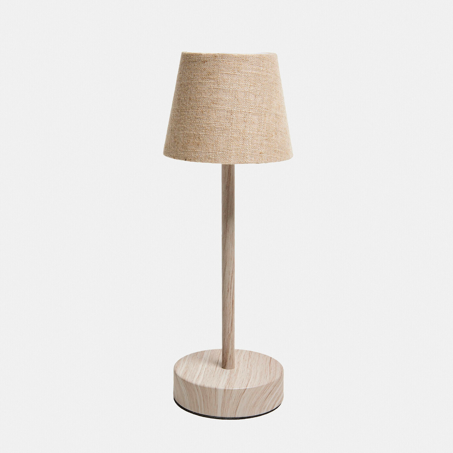 crème Oplaadbare tafellamp Sylvainie crème met stoffen kap en houten voet, sfeervolle verlichting