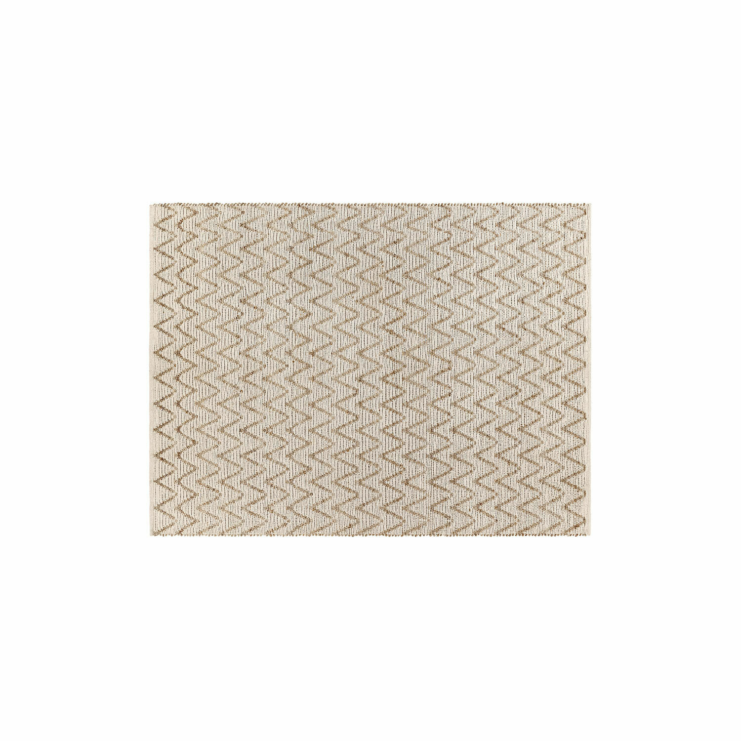 Omkeerbaar vloerkleed Vendeline Beige jute vloerkleed met geometrisch zigzagpatroon, natuurlijk materiaal voor vloerdecoratie