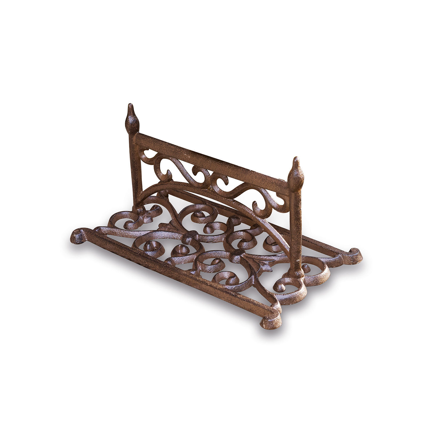 Schoenenschraper Moida Rustieke bruine smeedijzeren standaard met decoratief patroon, ideaal voor thuis