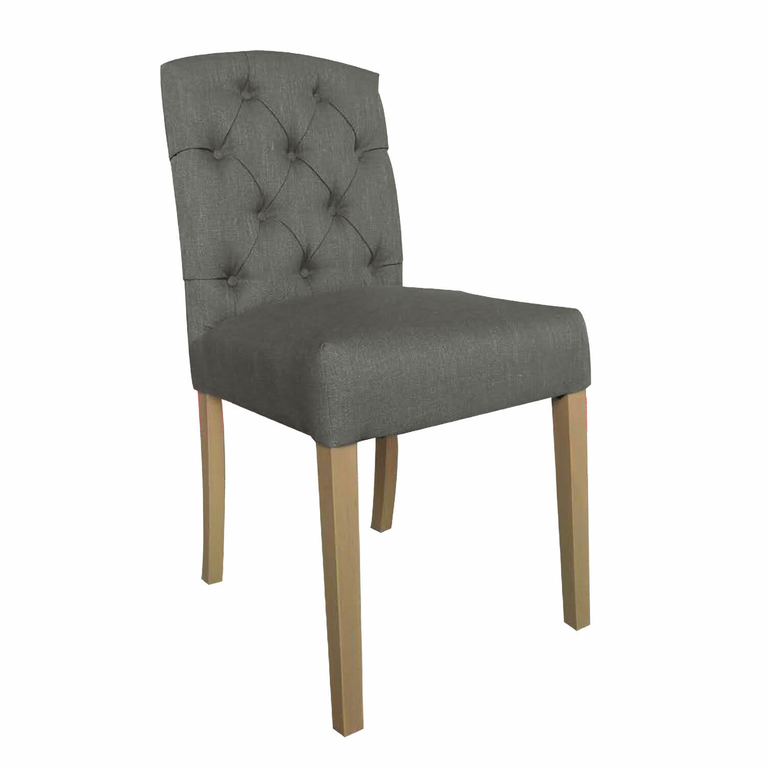 Grijze gestoffeerde Fulden stoel met houten poten, comfortabele eetkamerstoel