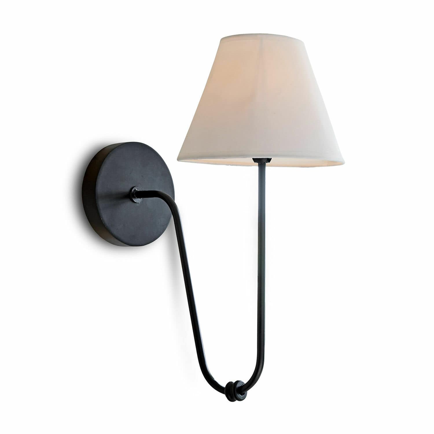 Wandlamp Lustre Zwarte metalen wandlamp met witte kap, moderne woonverlichting