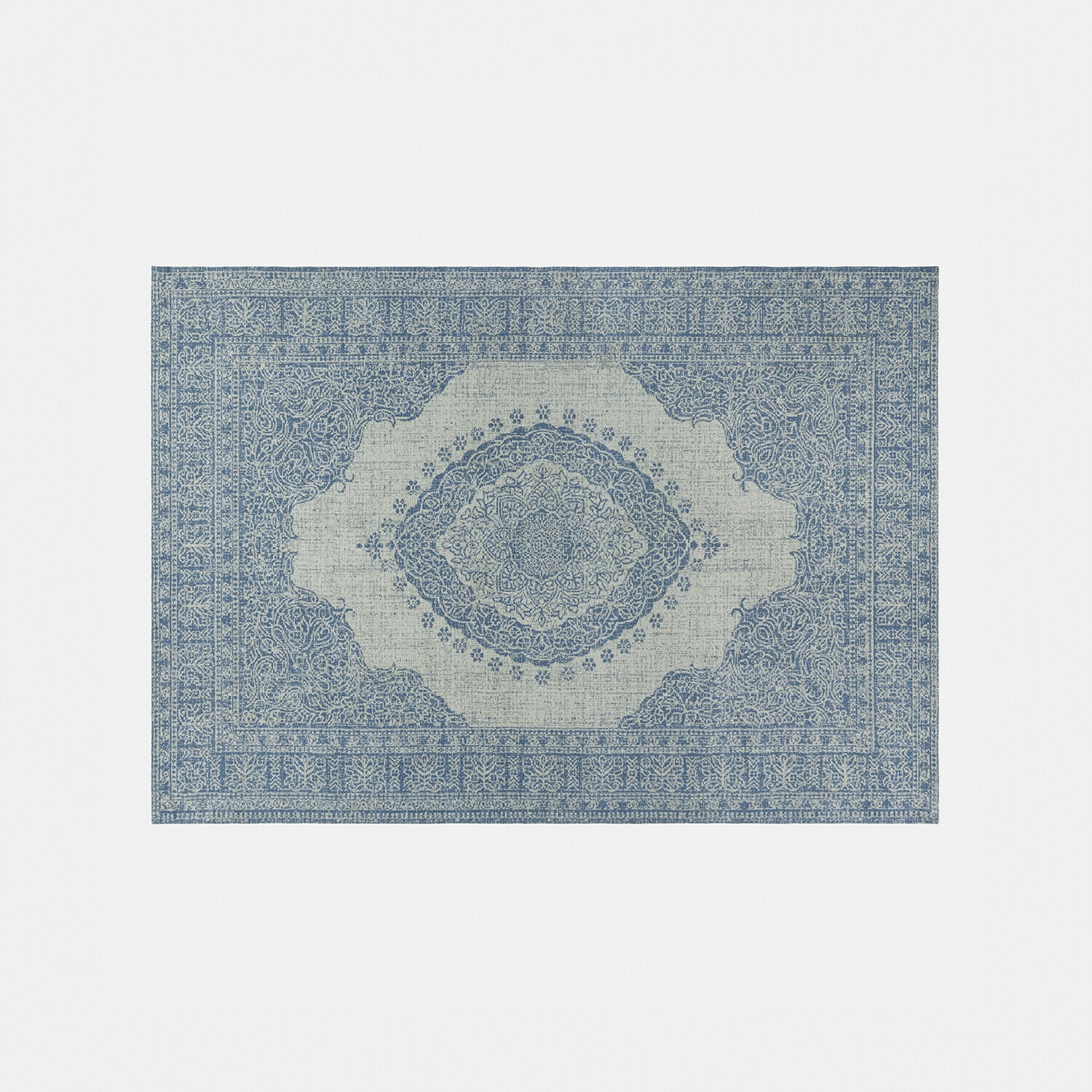 Oosterse vloerkleed met blauwgrijs patroon, decoratief en stijlvol voor woonkamer