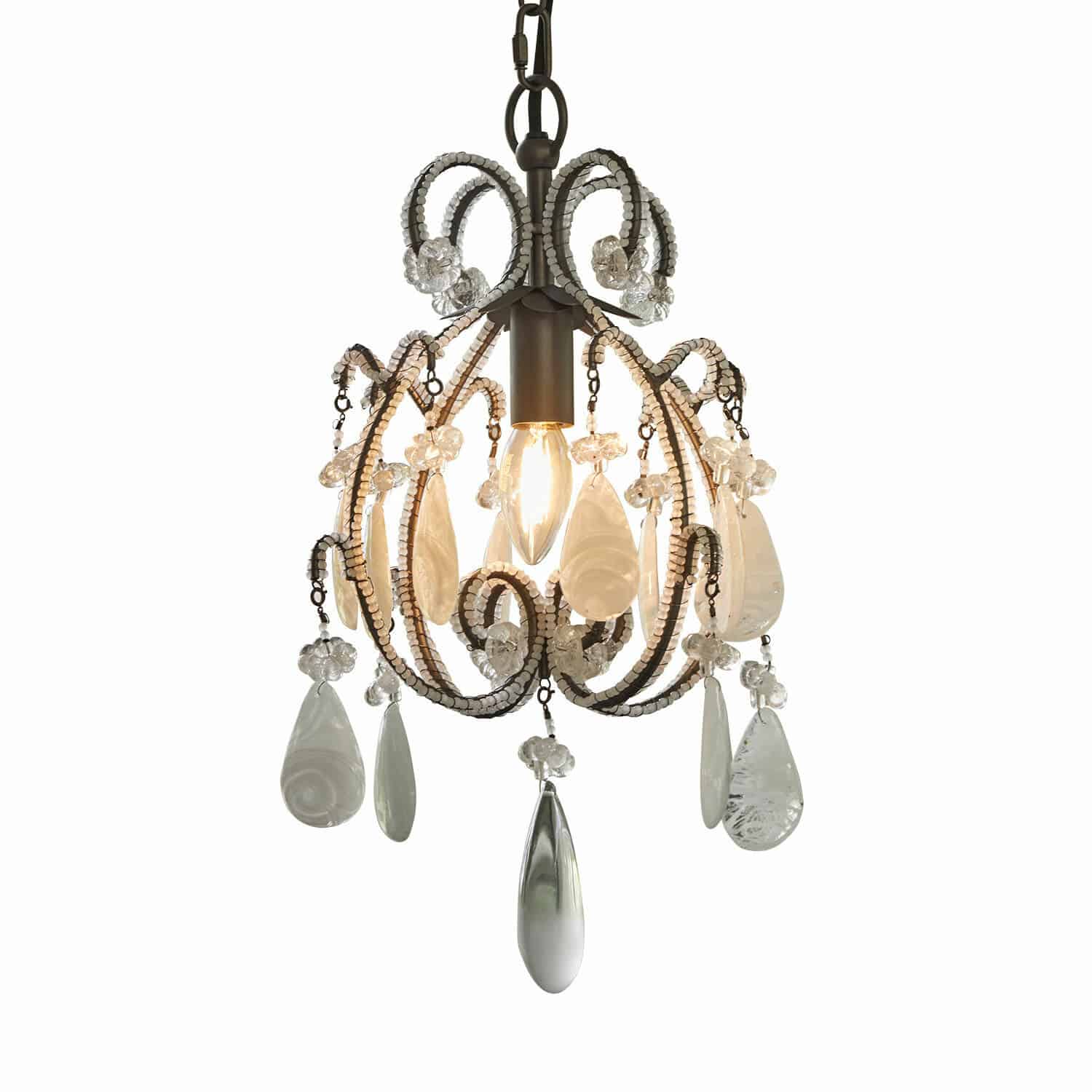 Hanglamp Calistron Hanglamp van metaal met transparante kristallen hangers, decoratieve plafondlamp voor binnen