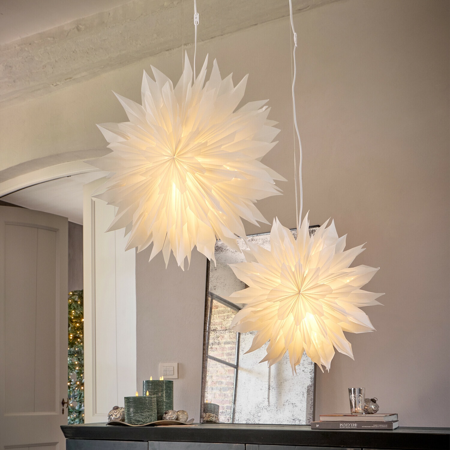 Papieren ster met verlichting Ylmera