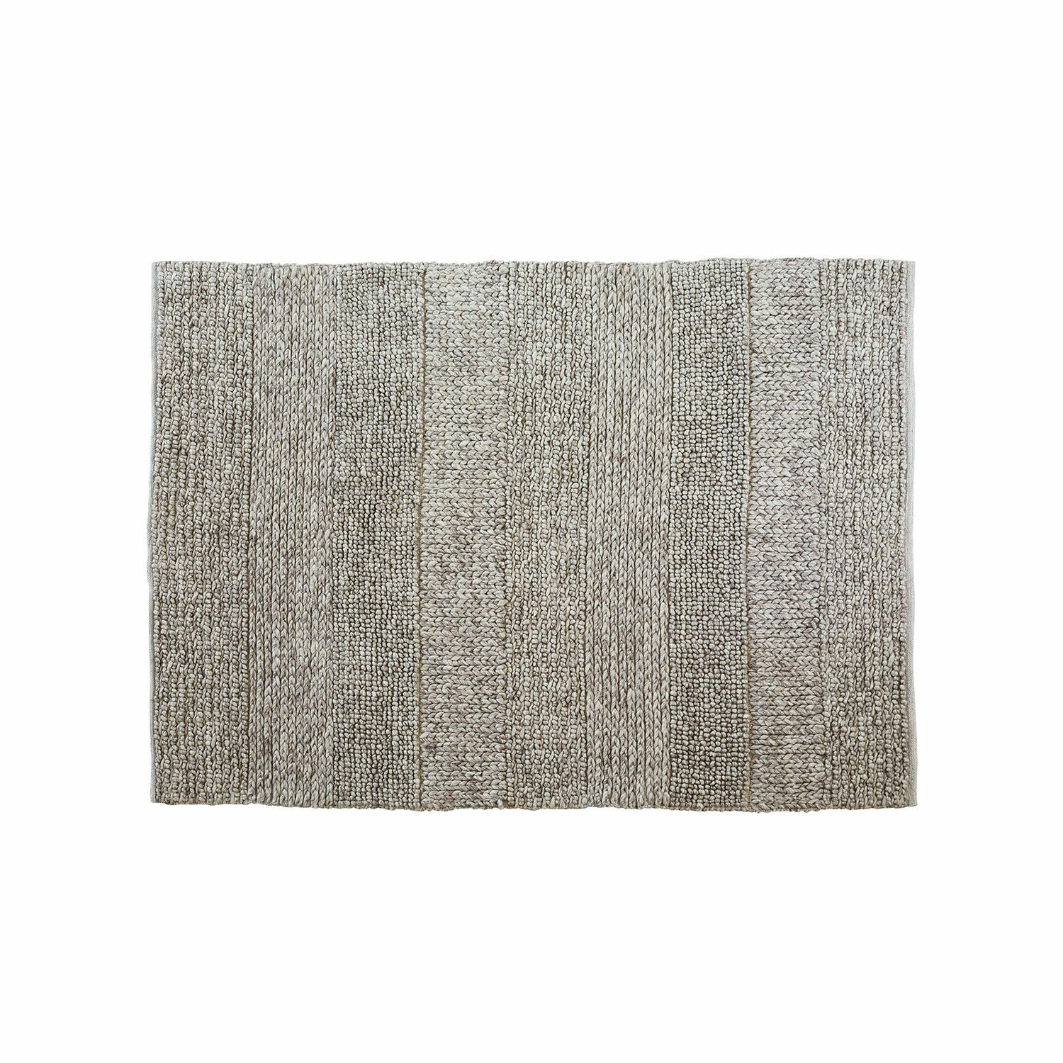 Beige vloerkleed met grof geweven patroon van natuurlijke vezels, perfect voor interieur en vloer