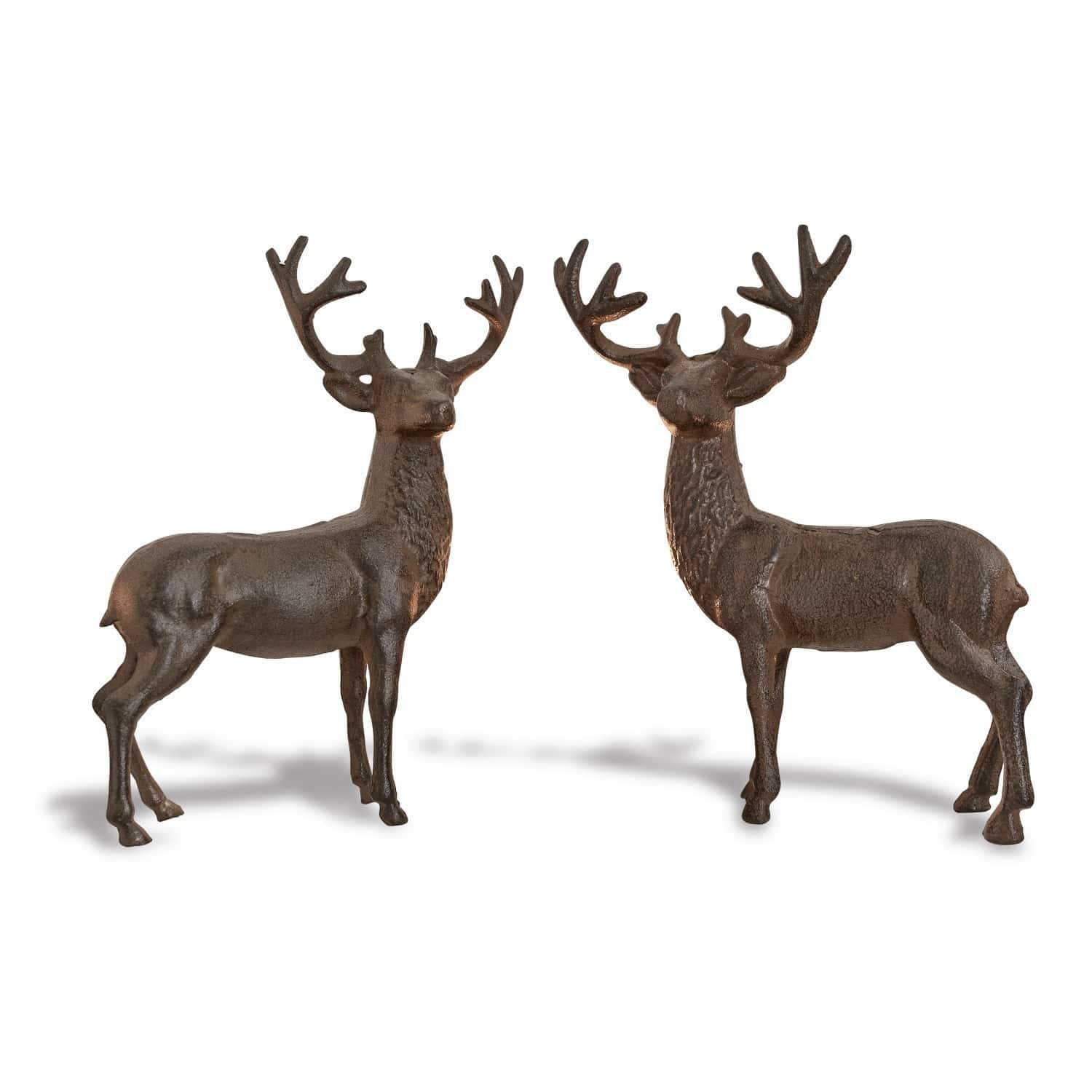 Sierhert set van 2 Friends Twee bruine metalen hertenbeelden, kerstdecoratie en woonaccessoire